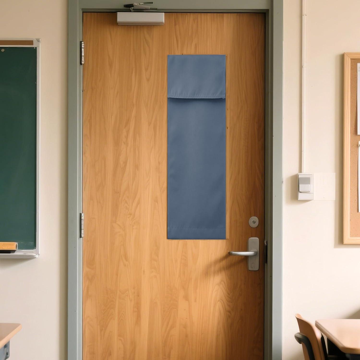 imageNICETOWN 100 Blackout French Door Curtains Privacy Curtains for Window 26 X 50 Inch Long Room Darkening Drapes Thermal Insulated Door Window Shades for Bedroom 1 Panel KhakiStone Blue