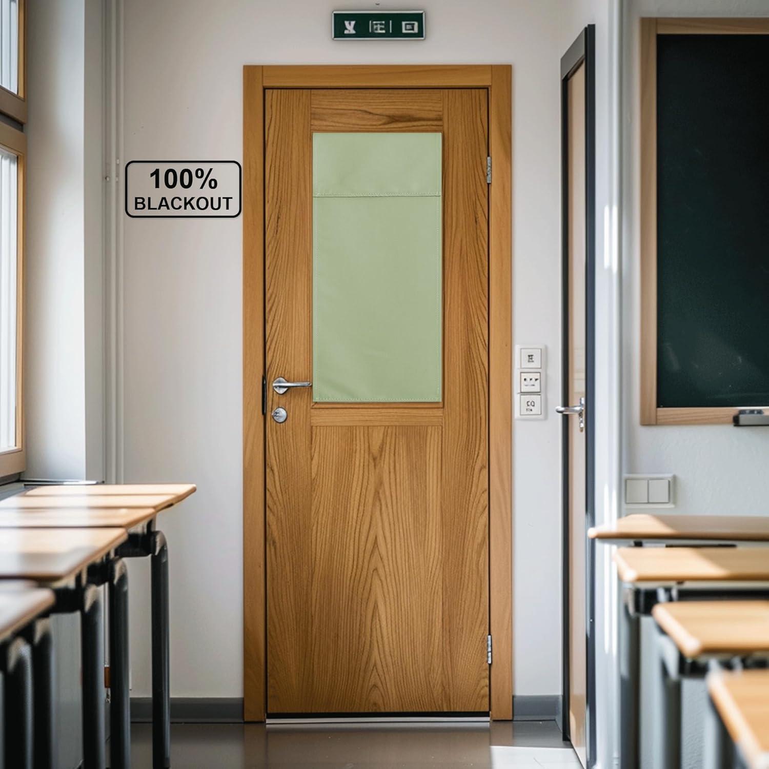 imageNICETOWN 100 Blackout French Door Curtains Privacy Curtains for Window 26 X 50 Inch Long Room Darkening Drapes Thermal Insulated Door Window Shades for Bedroom 1 Panel KhakiOlive Green