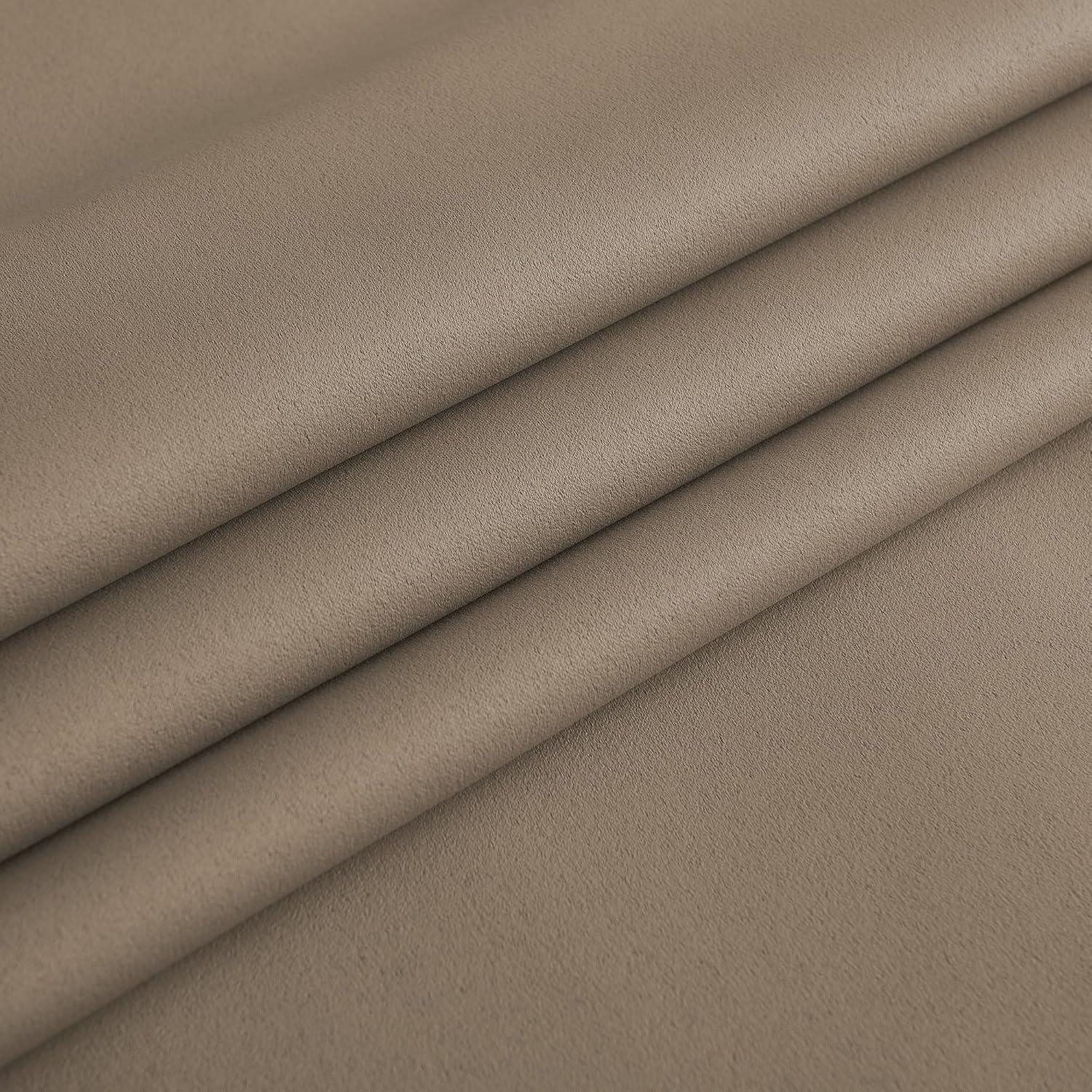 imageNICETOWN 100 Blackout French Door Curtains Privacy Curtains for Window 26 X 50 Inch Long Room Darkening Drapes Thermal Insulated Door Window Shades for Bedroom 1 Panel KhakiCappuccino