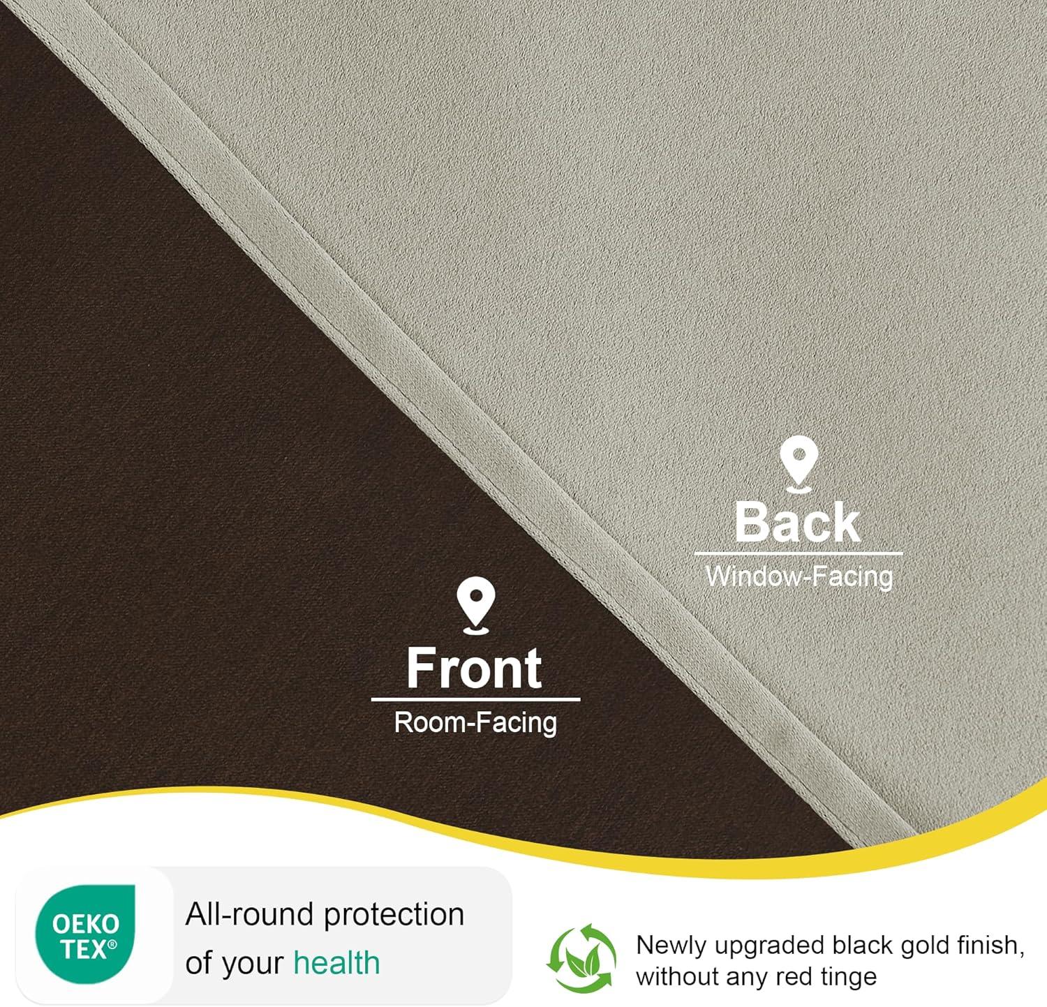 imageNICETOWN 100 Blackout French Door Curtains Privacy Curtains for Window 26 X 50 Inch Long Room Darkening Drapes Thermal Insulated Door Window Shades for Bedroom 1 Panel KhakiSand