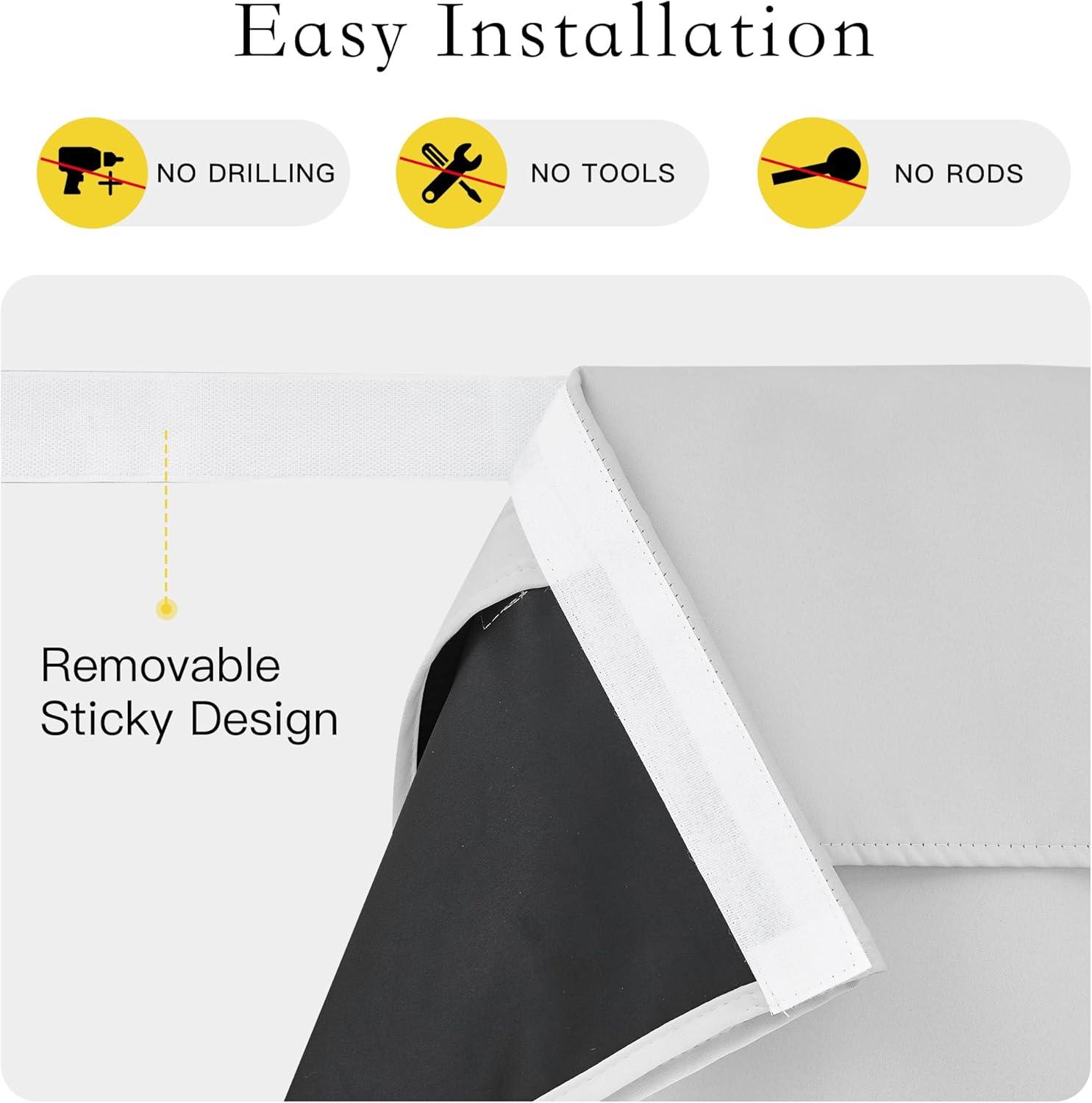 imageNICETOWN 100 Blackout French Door Curtains Privacy Curtains for Window 26 X 50 Inch Long Room Darkening Drapes Thermal Insulated Door Window Shades for Bedroom 1 Panel KhakiGreyish White