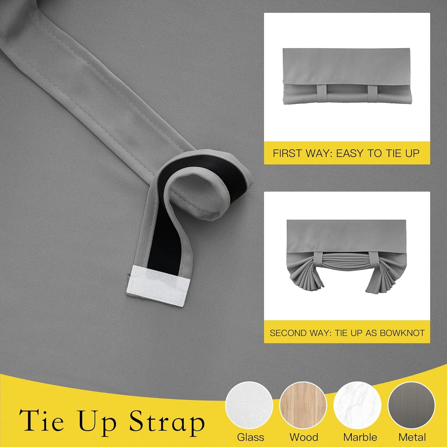 imageNICETOWN 100 Blackout French Door Curtains Privacy Curtains for Window 26 X 50 Inch Long Room Darkening Drapes Thermal Insulated Door Window Shades for Bedroom 1 Panel KhakiLight Grey