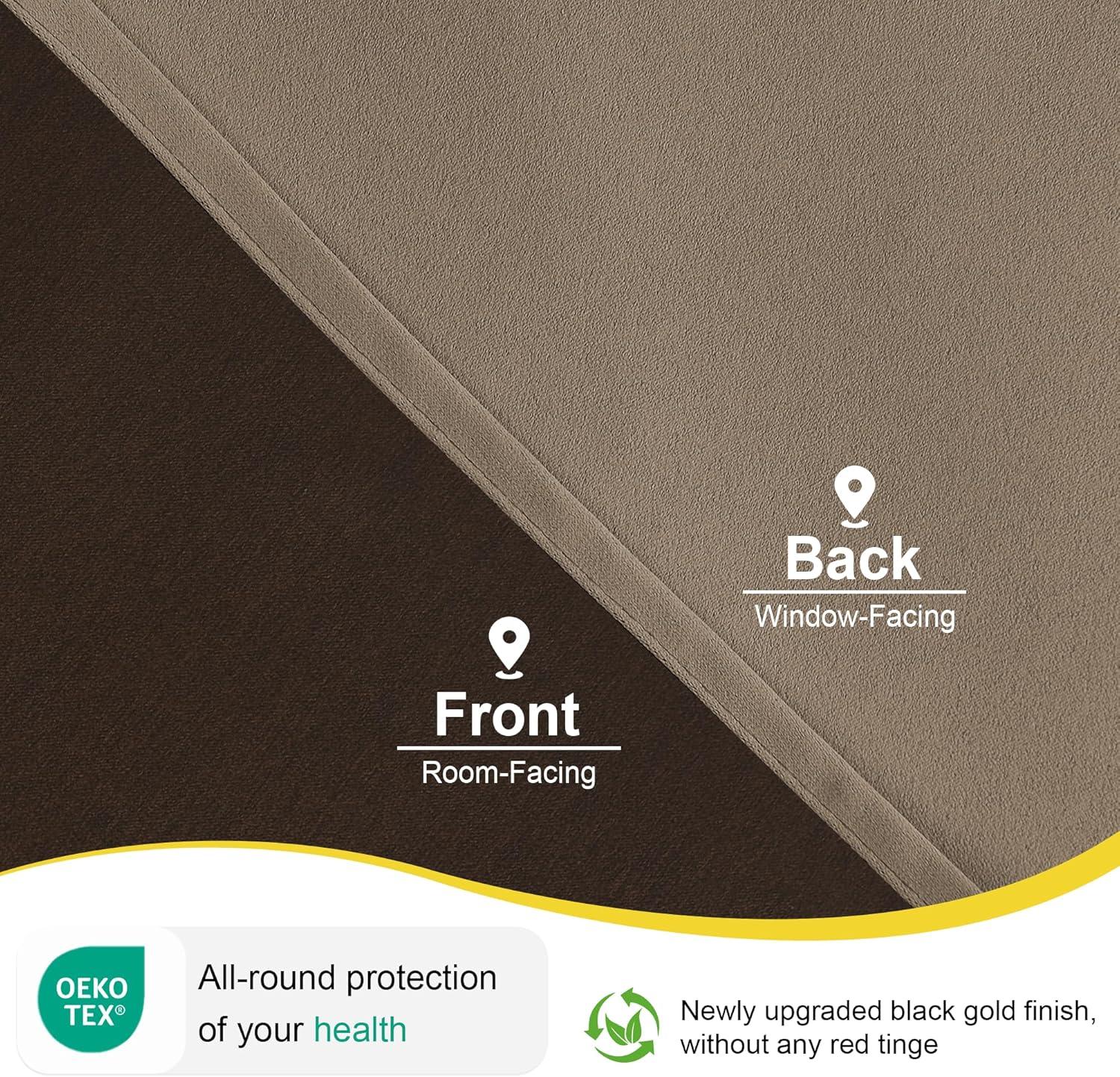 imageNICETOWN 100 Blackout French Door Curtains Privacy Curtains for Window 26 X 50 Inch Long Room Darkening Drapes Thermal Insulated Door Window Shades for Bedroom 1 Panel KhakiCappuccino