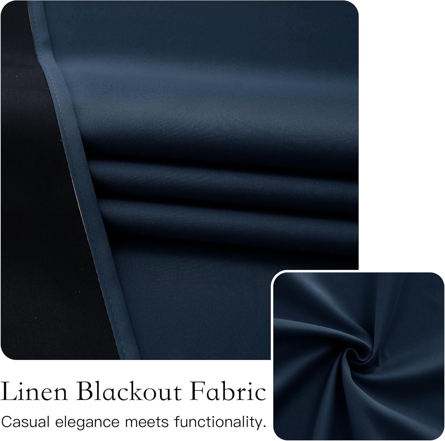 imageNICETOWN 100 Blackout French Door Curtains Privacy Curtains for Window 26 X 50 Inch Long Room Darkening Drapes Thermal Insulated Door Window Shades for Bedroom 1 Panel KhakiNavy