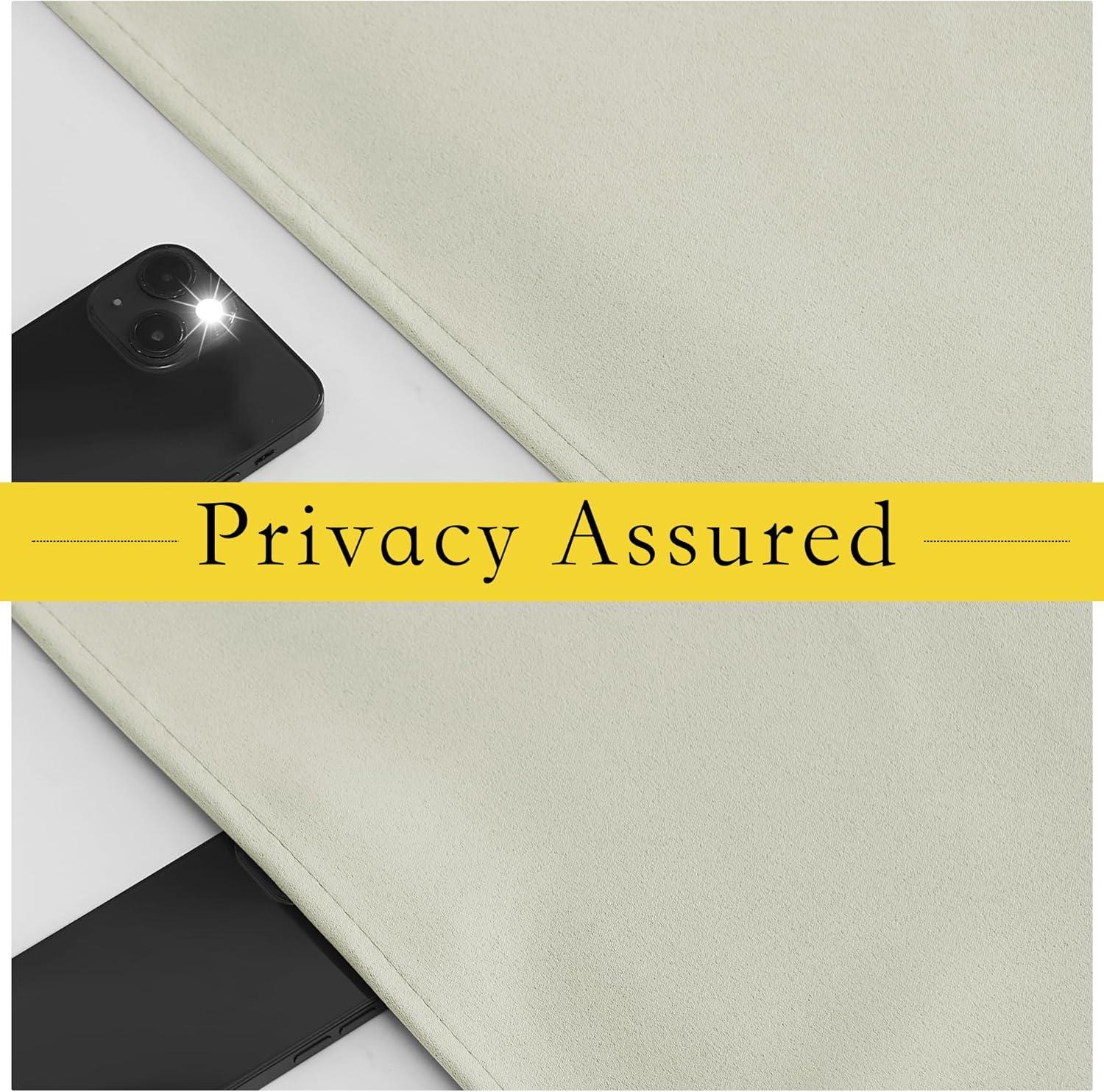 imageNICETOWN 100 Blackout French Door Curtains Privacy Curtains for Window 26 X 50 Inch Long Room Darkening Drapes Thermal Insulated Door Window Shades for Bedroom 1 Panel KhakiLight Beige