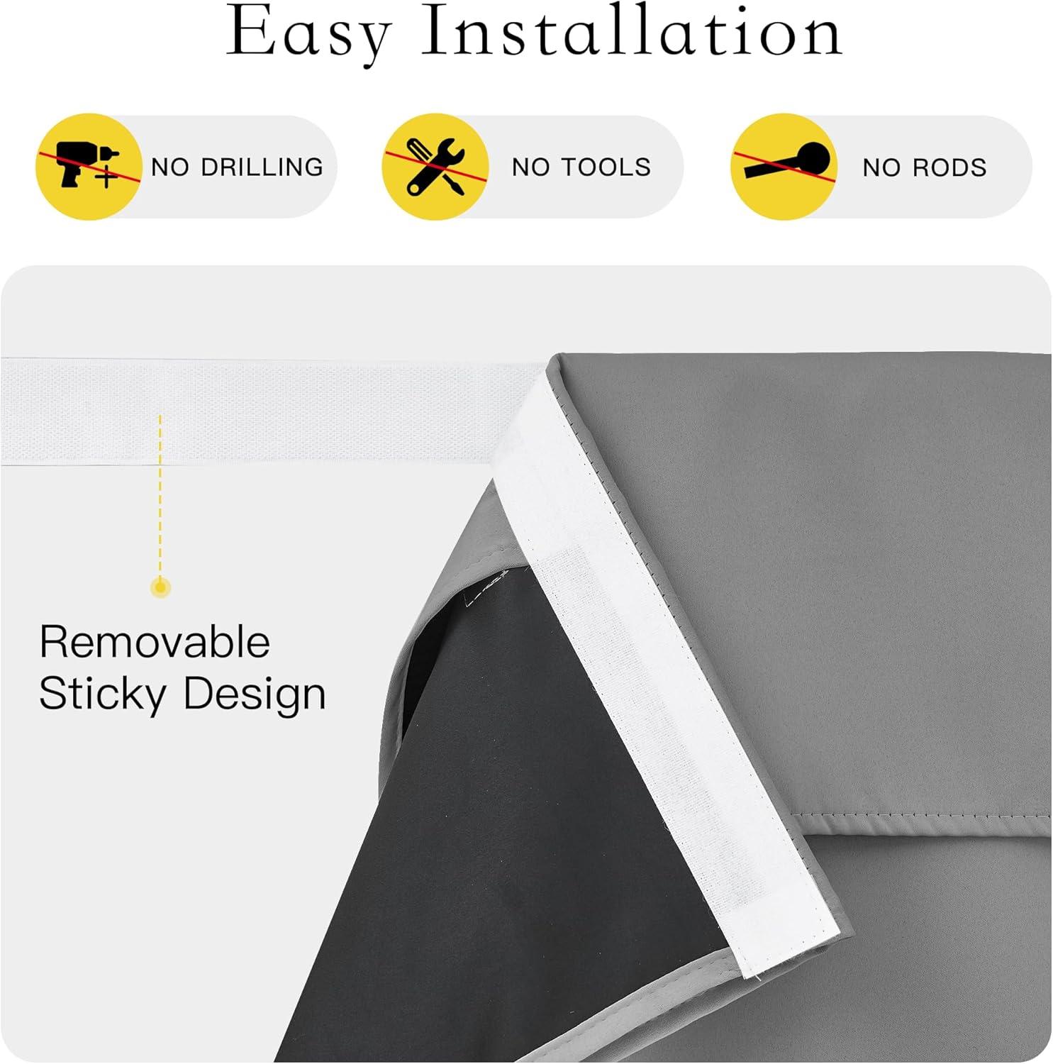 imageNICETOWN 100 Blackout French Door Curtains Privacy Curtains for Window 26 X 50 Inch Long Room Darkening Drapes Thermal Insulated Door Window Shades for Bedroom 1 Panel KhakiLight Grey