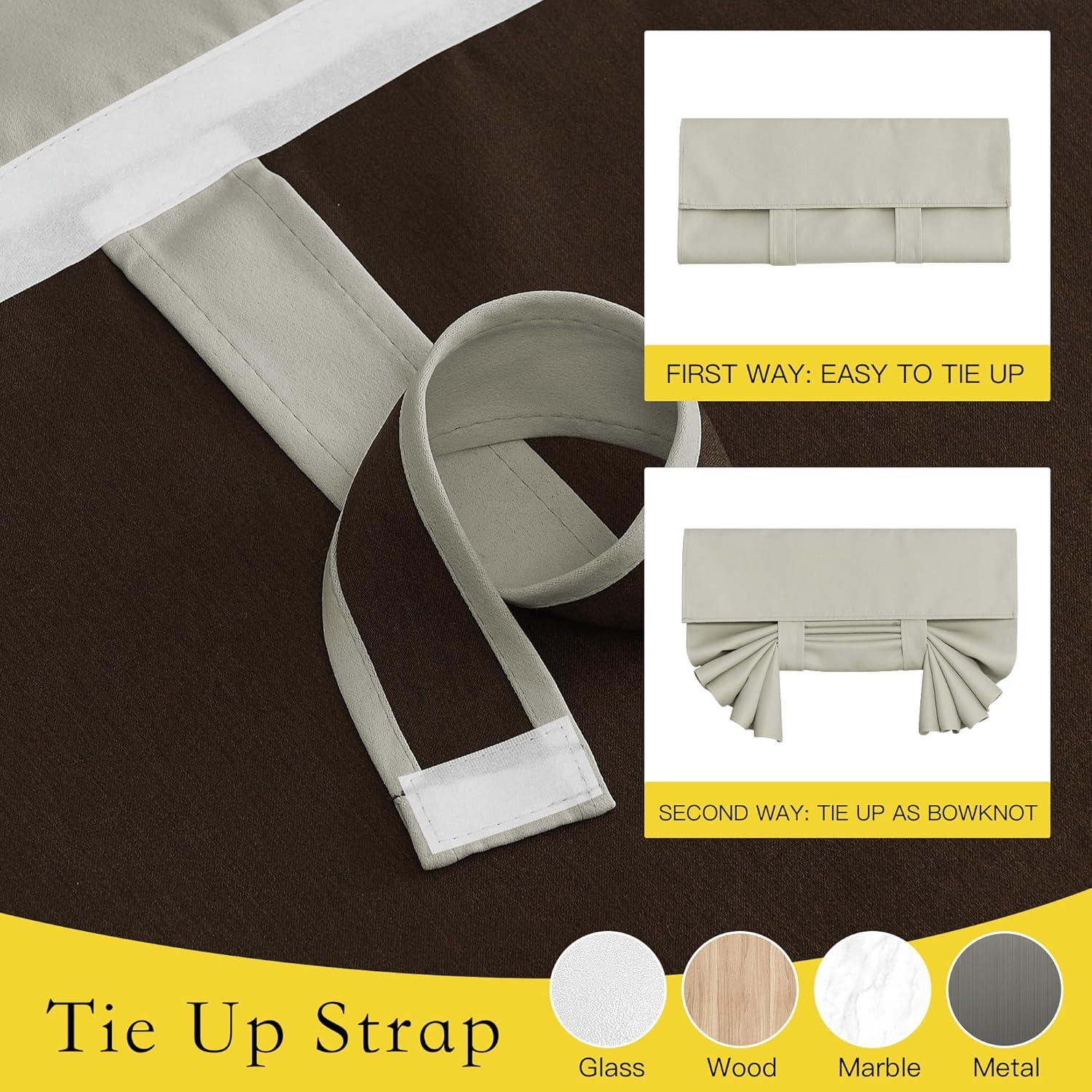 imageNICETOWN 100 Blackout French Door Curtains Privacy Curtains for Window 26 X 50 Inch Long Room Darkening Drapes Thermal Insulated Door Window Shades for Bedroom 1 Panel KhakiSand