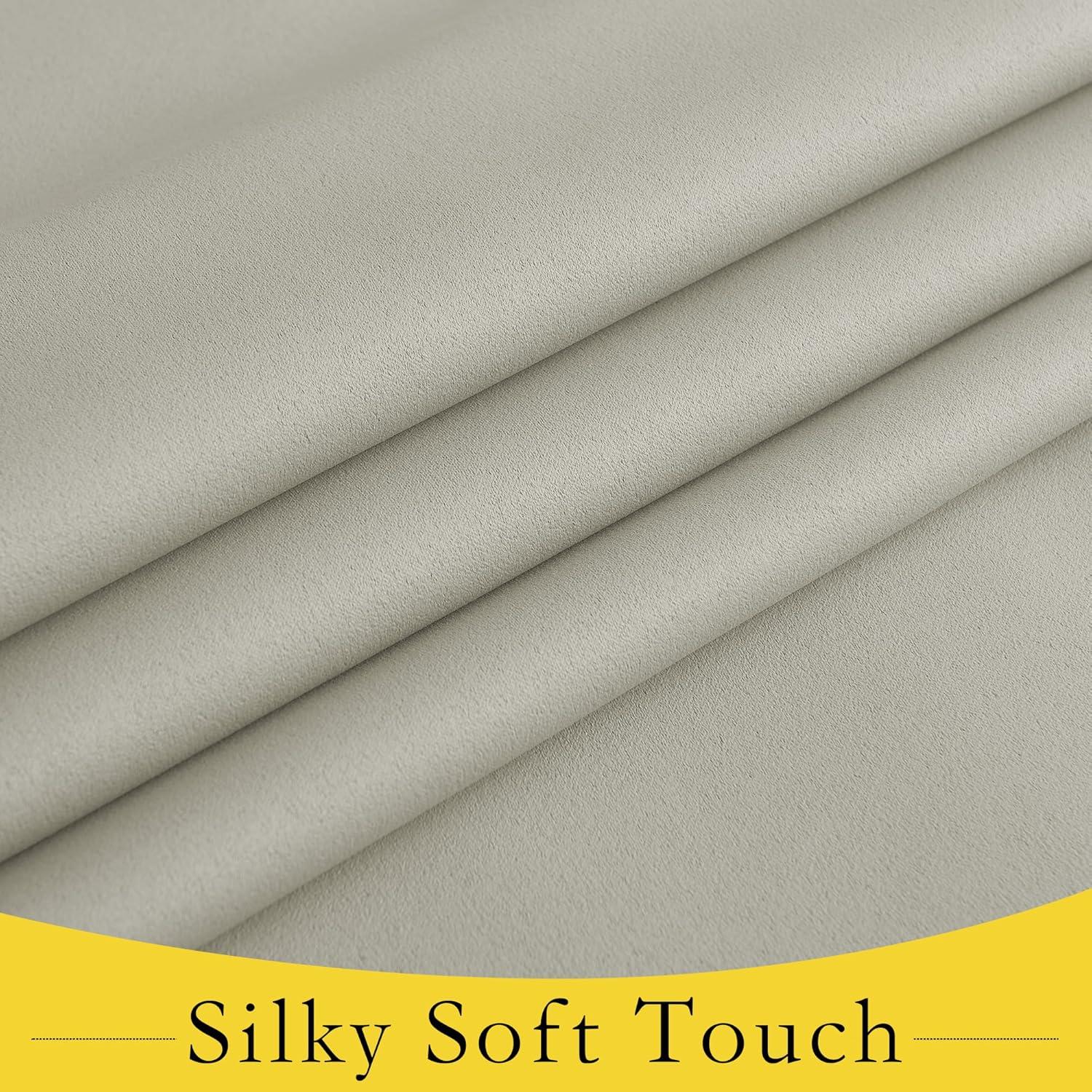 imageNICETOWN 100 Blackout French Door Curtains Privacy Curtains for Window 26 X 50 Inch Long Room Darkening Drapes Thermal Insulated Door Window Shades for Bedroom 1 Panel KhakiSand