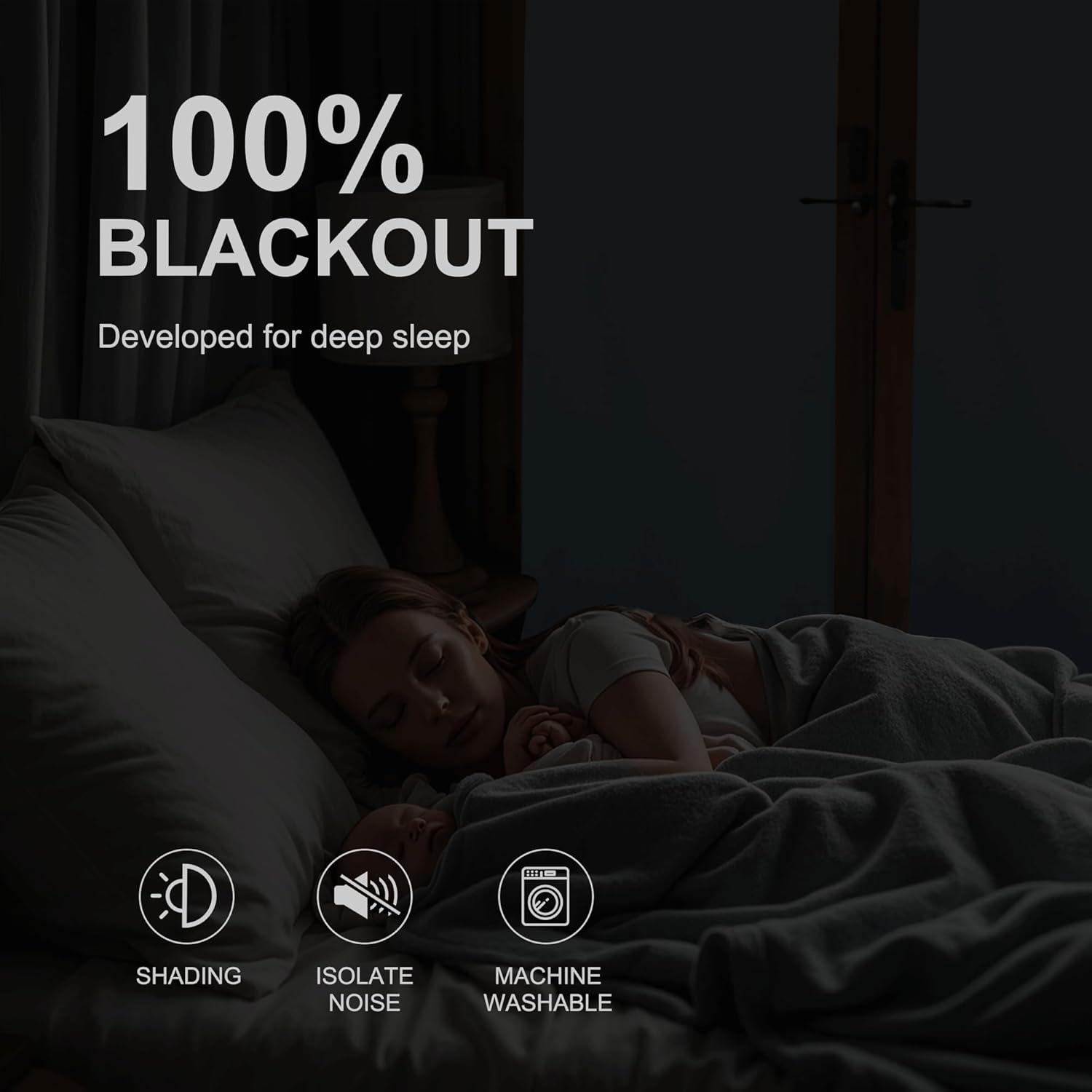 imageNICETOWN 100 Blackout French Door Curtains Privacy Curtains for Window 26 X 50 Inch Long Room Darkening Drapes Thermal Insulated Door Window Shades for Bedroom 1 Panel KhakiGreyish Blue