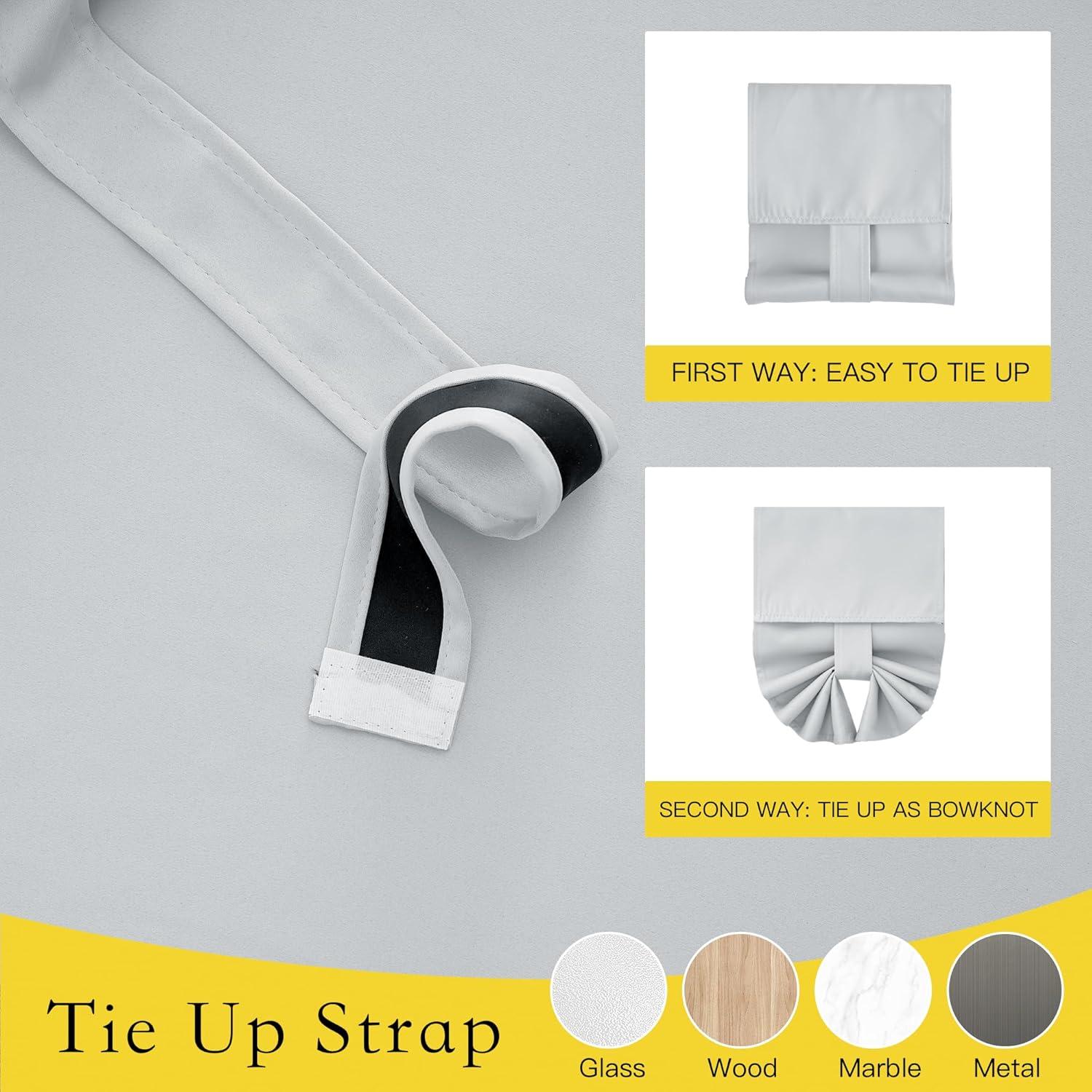 imageNICETOWN 100 Blackout French Door Curtains Privacy Curtains for Window 26 X 50 Inch Long Room Darkening Drapes Thermal Insulated Door Window Shades for Bedroom 1 Panel KhakiGreyish White