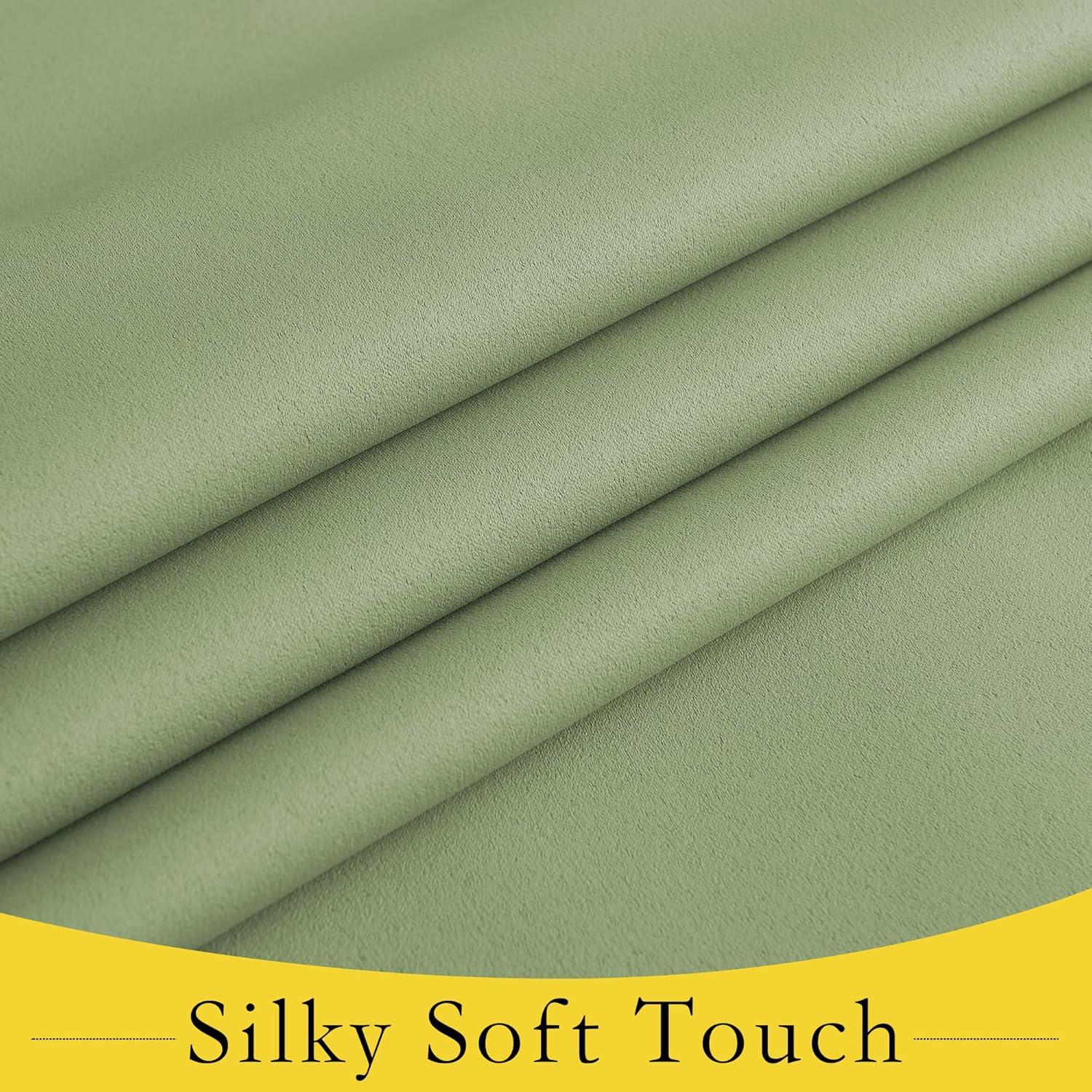 imageNICETOWN 100 Blackout French Door Curtains Privacy Curtains for Window 26 X 50 Inch Long Room Darkening Drapes Thermal Insulated Door Window Shades for Bedroom 1 Panel KhakiOlive Green