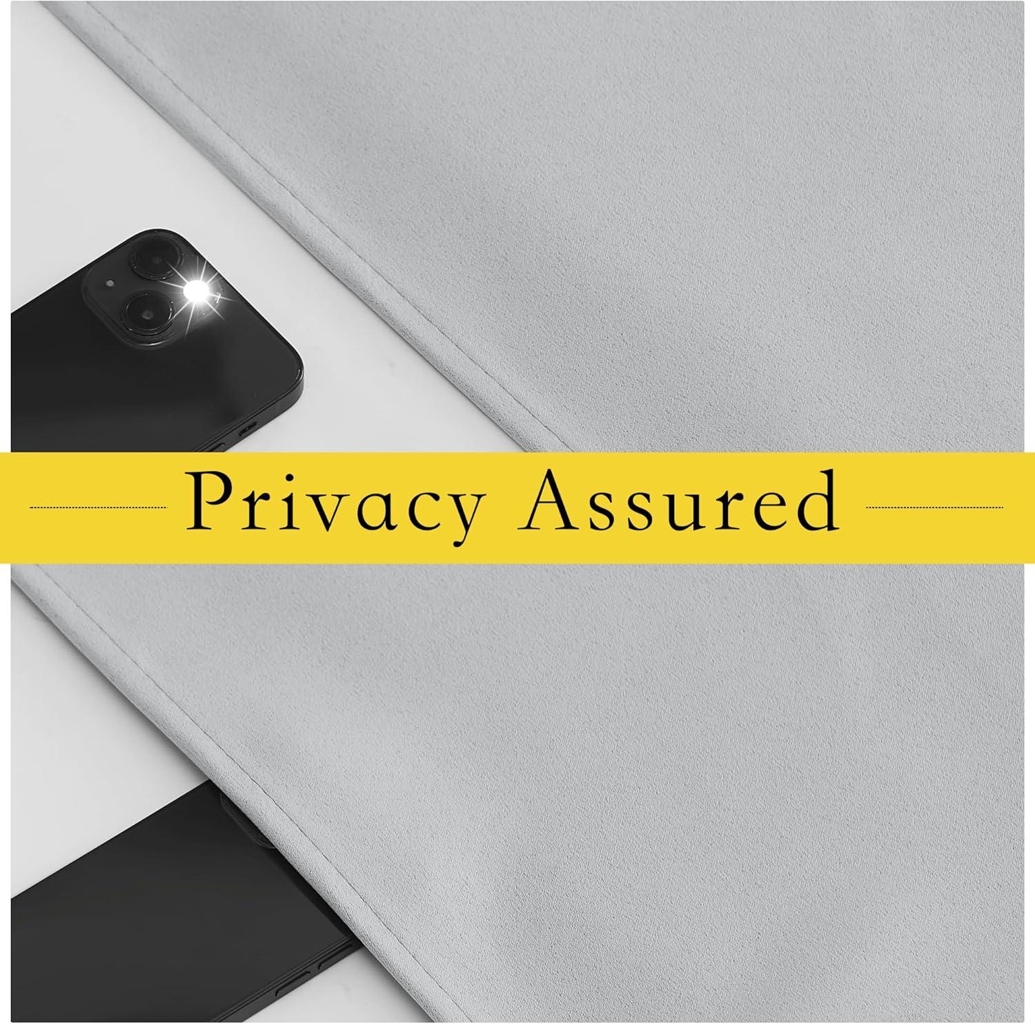 imageNICETOWN 100 Blackout French Door Curtains Privacy Curtains for Window 26 X 50 Inch Long Room Darkening Drapes Thermal Insulated Door Window Shades for Bedroom 1 Panel KhakiSliver Grey