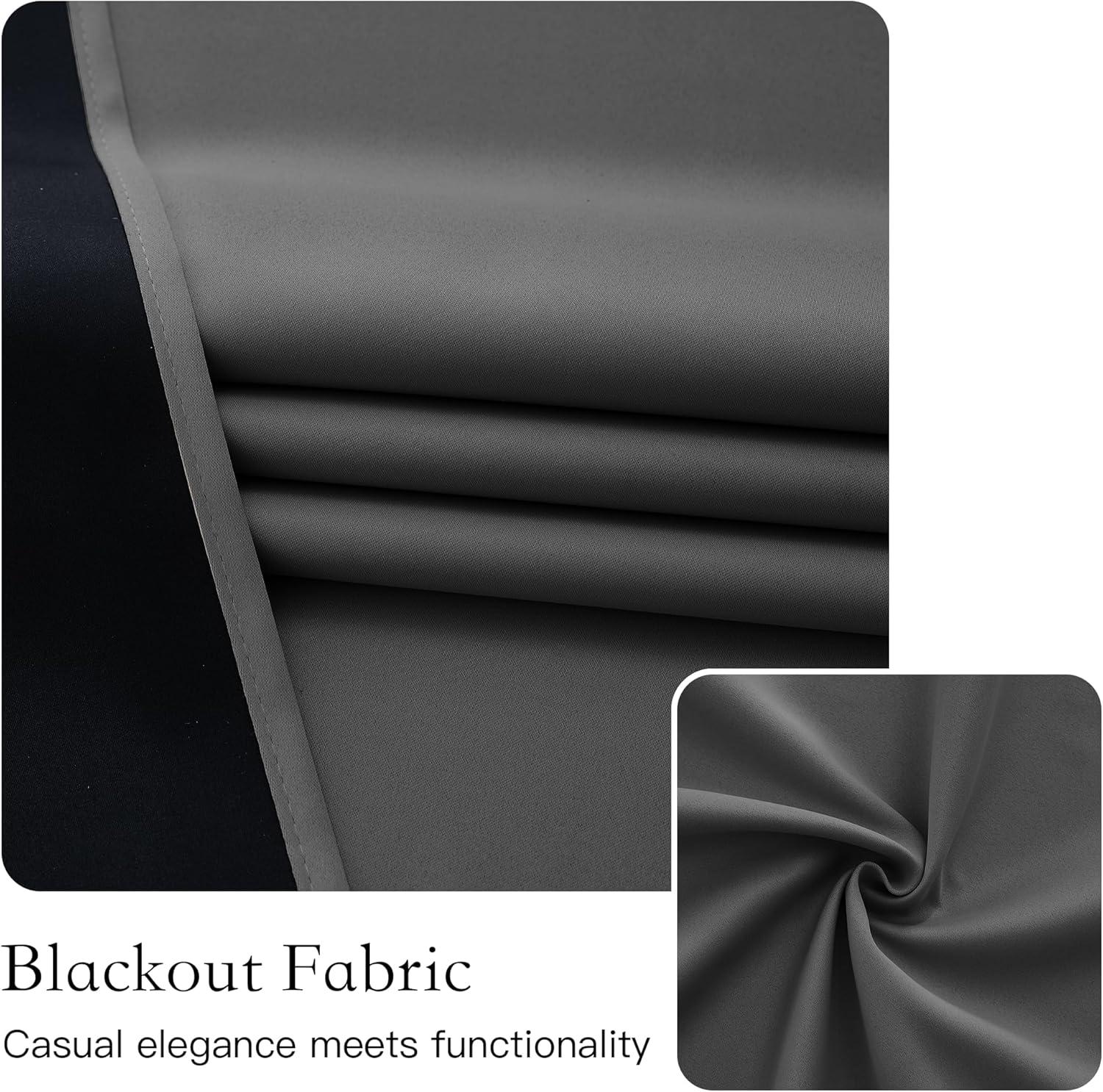 imageNICETOWN 100 Blackout French Door Curtains Privacy Curtains for Window 26 X 50 Inch Long Room Darkening Drapes Thermal Insulated Door Window Shades for Bedroom 1 Panel KhakiGrey