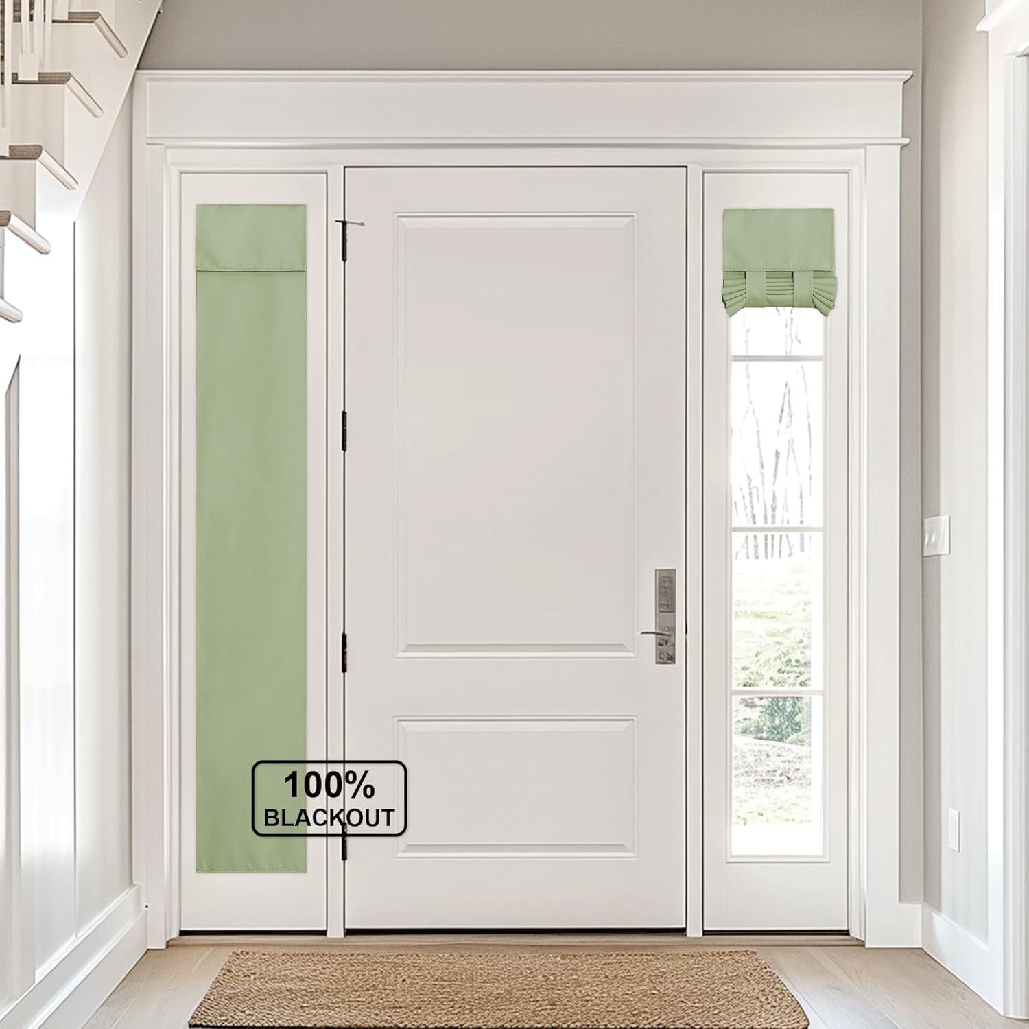 imageNICETOWN 100 Blackout French Door Curtains Privacy Curtains for Window 26 X 50 Inch Long Room Darkening Drapes Thermal Insulated Door Window Shades for Bedroom 1 Panel KhakiOlive Green