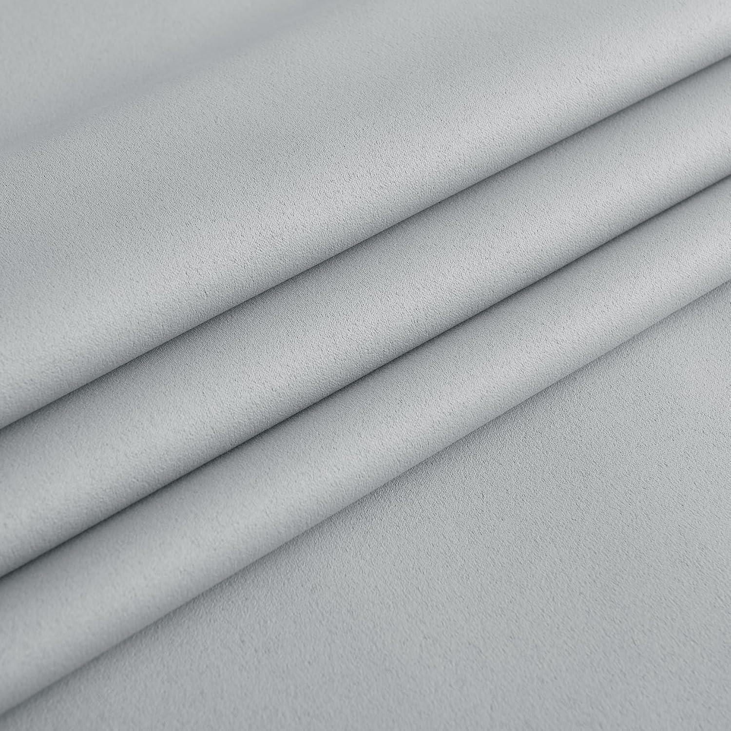 imageNICETOWN 100 Blackout French Door Curtains Privacy Curtains for Window 26 X 50 Inch Long Room Darkening Drapes Thermal Insulated Door Window Shades for Bedroom 1 Panel KhakiSliver Grey