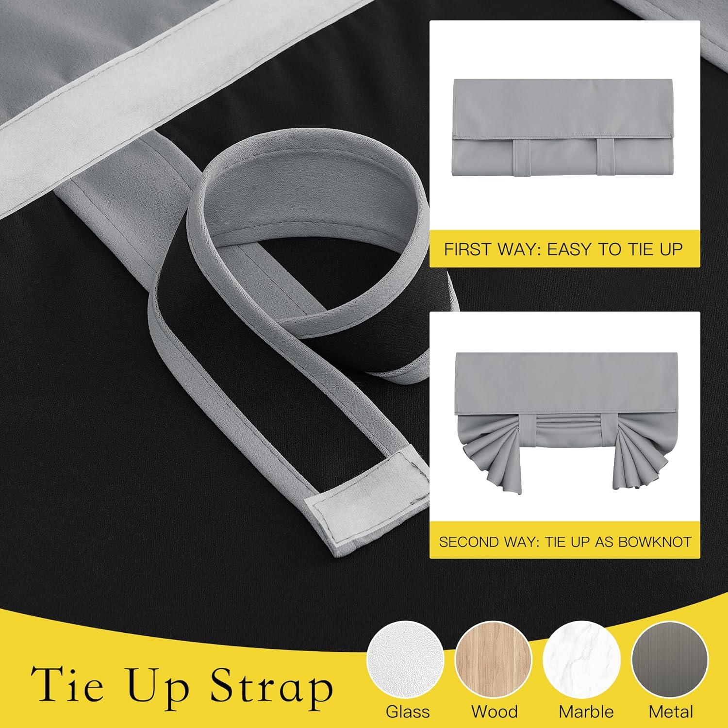 imageNICETOWN 100 Blackout French Door Curtains Privacy Curtains for Window 26 X 50 Inch Long Room Darkening Drapes Thermal Insulated Door Window Shades for Bedroom 1 Panel KhakiDove Gray