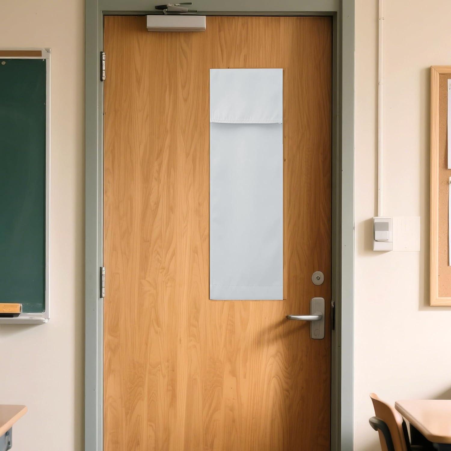 imageNICETOWN 100 Blackout French Door Curtains Privacy Curtains for Window 26 X 50 Inch Long Room Darkening Drapes Thermal Insulated Door Window Shades for Bedroom 1 Panel KhakiGreyish White