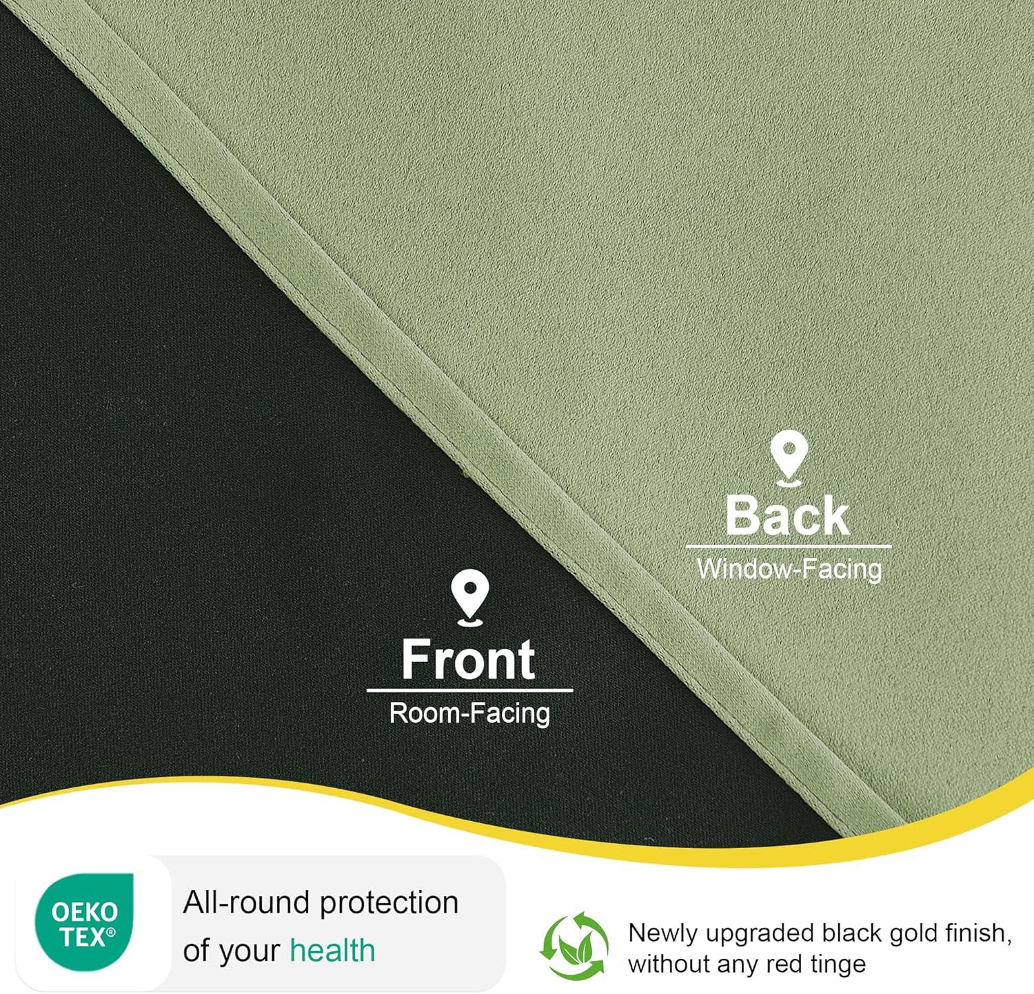 imageNICETOWN 100 Blackout French Door Curtains Privacy Curtains for Window 26 X 50 Inch Long Room Darkening Drapes Thermal Insulated Door Window Shades for Bedroom 1 Panel KhakiOlive Green