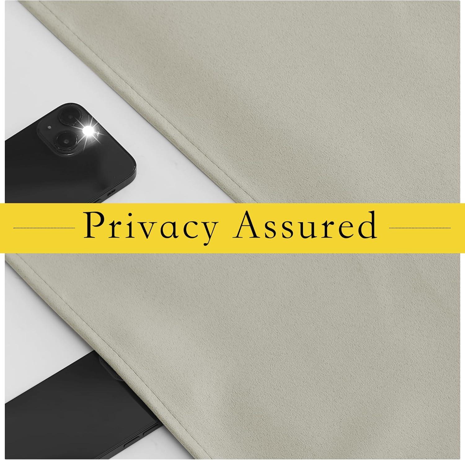 imageNICETOWN 100 Blackout French Door Curtains Privacy Curtains for Window 26 X 50 Inch Long Room Darkening Drapes Thermal Insulated Door Window Shades for Bedroom 1 Panel KhakiSand