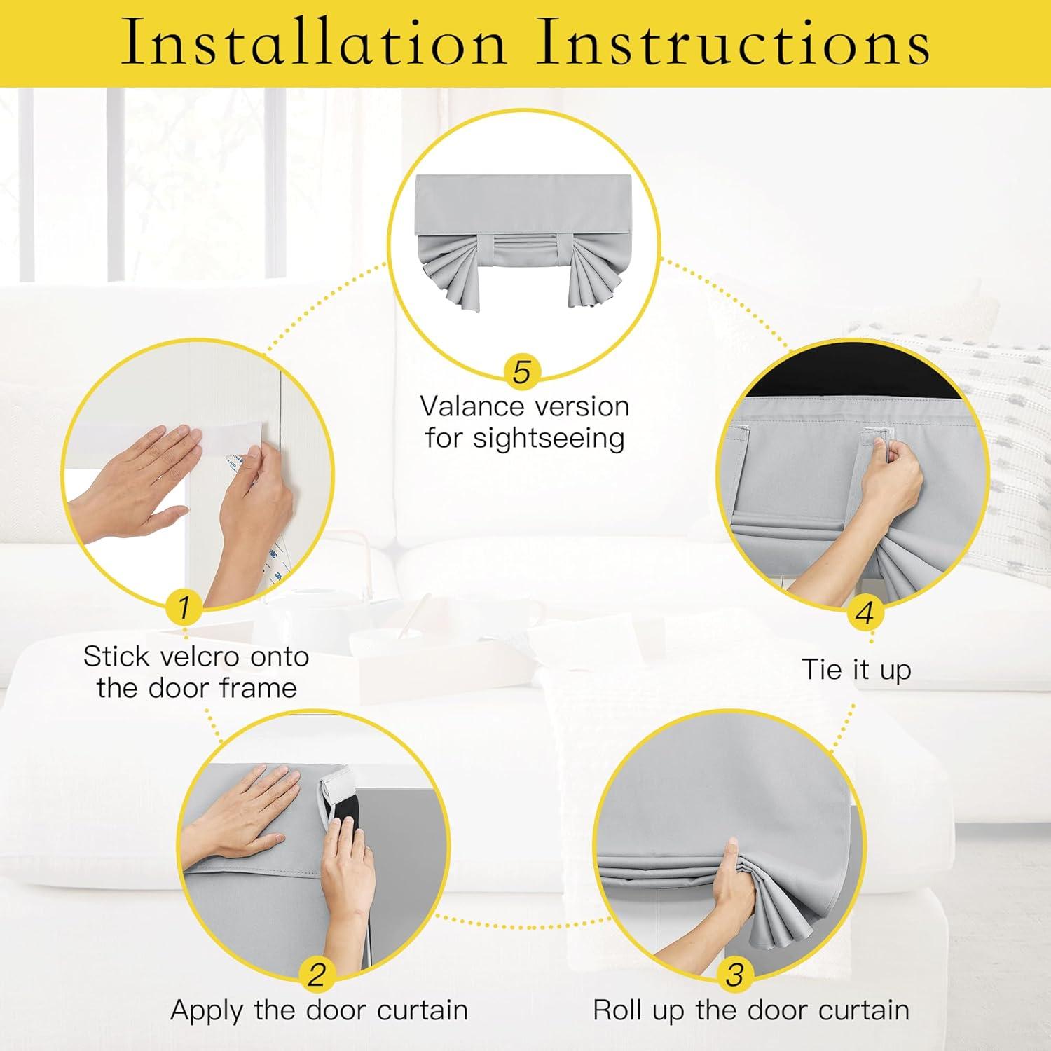 imageNICETOWN 100 Blackout French Door Curtains Privacy Curtains for Window 26 X 50 Inch Long Room Darkening Drapes Thermal Insulated Door Window Shades for Bedroom 1 Panel KhakiSliver Grey