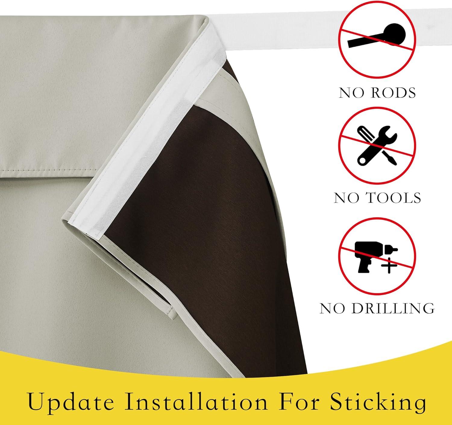 imageNICETOWN 100 Blackout French Door Curtains Privacy Curtains for Window 26 X 50 Inch Long Room Darkening Drapes Thermal Insulated Door Window Shades for Bedroom 1 Panel KhakiSand