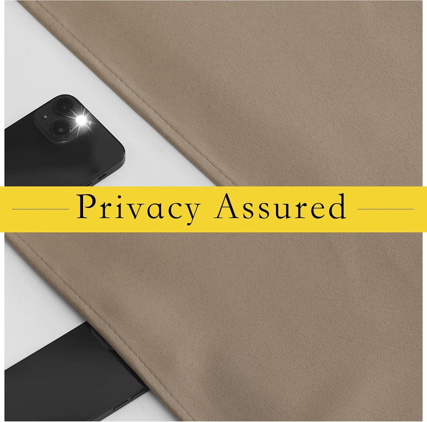 imageNICETOWN 100 Blackout French Door Curtains Privacy Curtains for Window 26 X 50 Inch Long Room Darkening Drapes Thermal Insulated Door Window Shades for Bedroom 1 Panel KhakiCappuccino