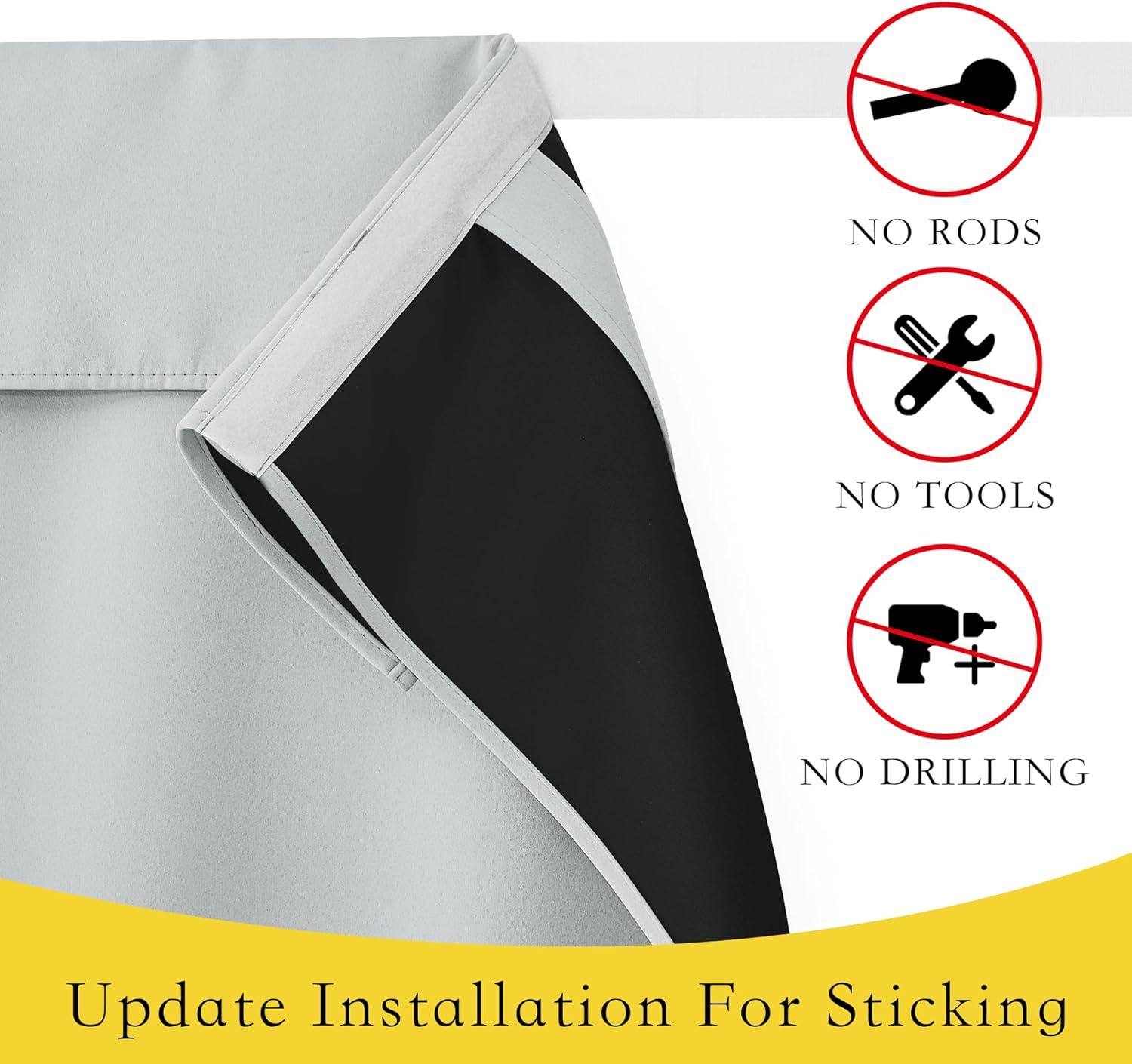 imageNICETOWN 100 Blackout French Door Curtains Privacy Curtains for Window 26 X 50 Inch Long Room Darkening Drapes Thermal Insulated Door Window Shades for Bedroom 1 Panel KhakiSliver Grey