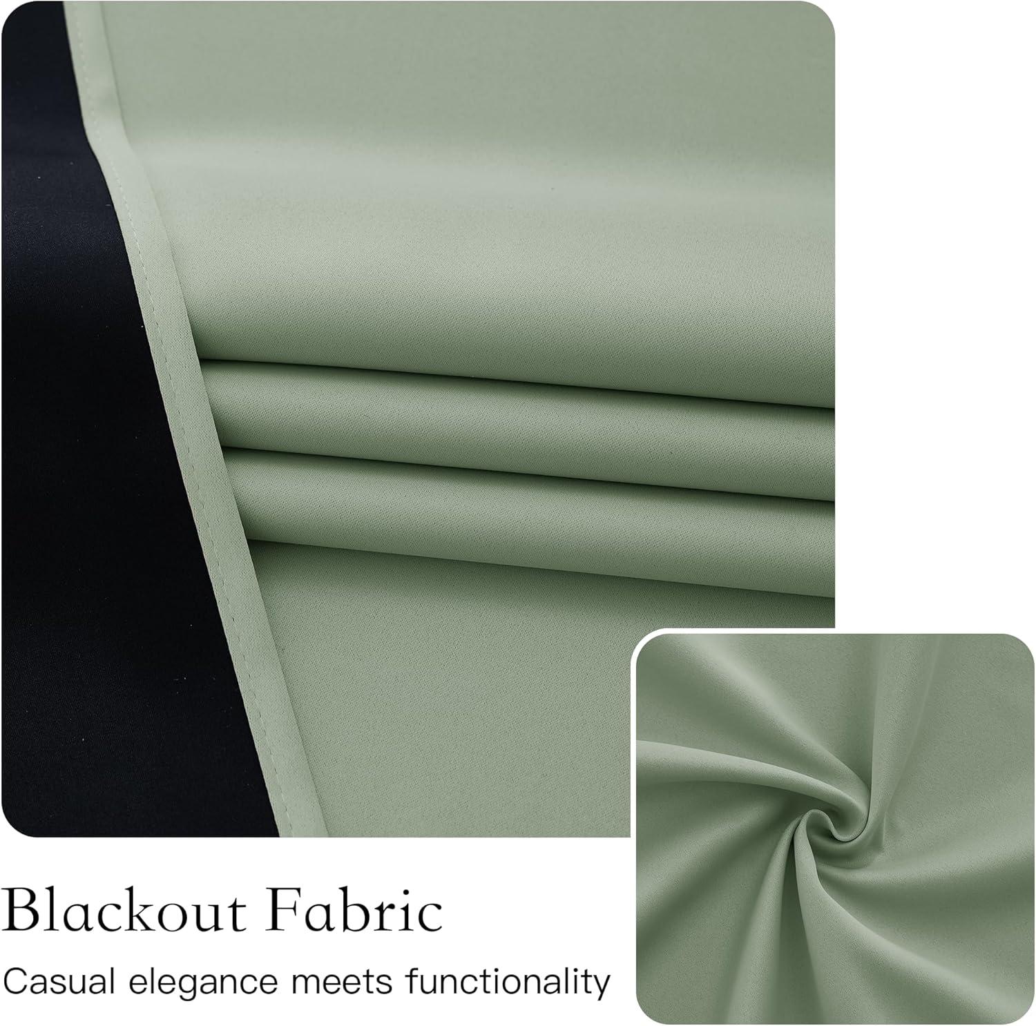 imageNICETOWN 100 Blackout French Door Curtains Privacy Curtains for Window 26 X 50 Inch Long Room Darkening Drapes Thermal Insulated Door Window Shades for Bedroom 1 Panel KhakiSage Green
