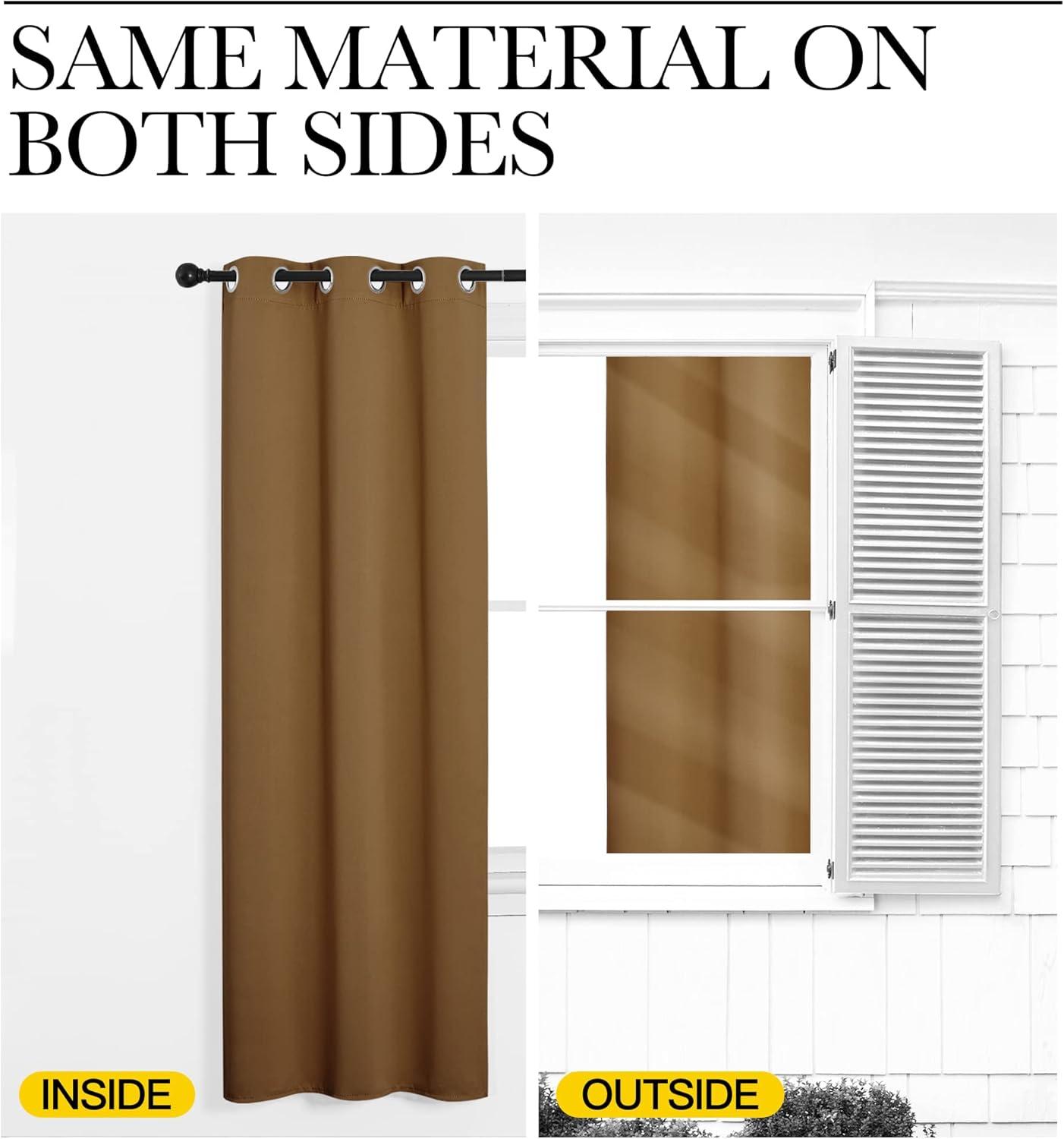imageNICETOWN Blackout Curtain 57 inch Length W55 x L57 Inch Gold Brown 8 Grommets Top 1 Piece Thermal Insulated Modern Window Treatment Soundproof Drape Panel for BedroomLiving Room