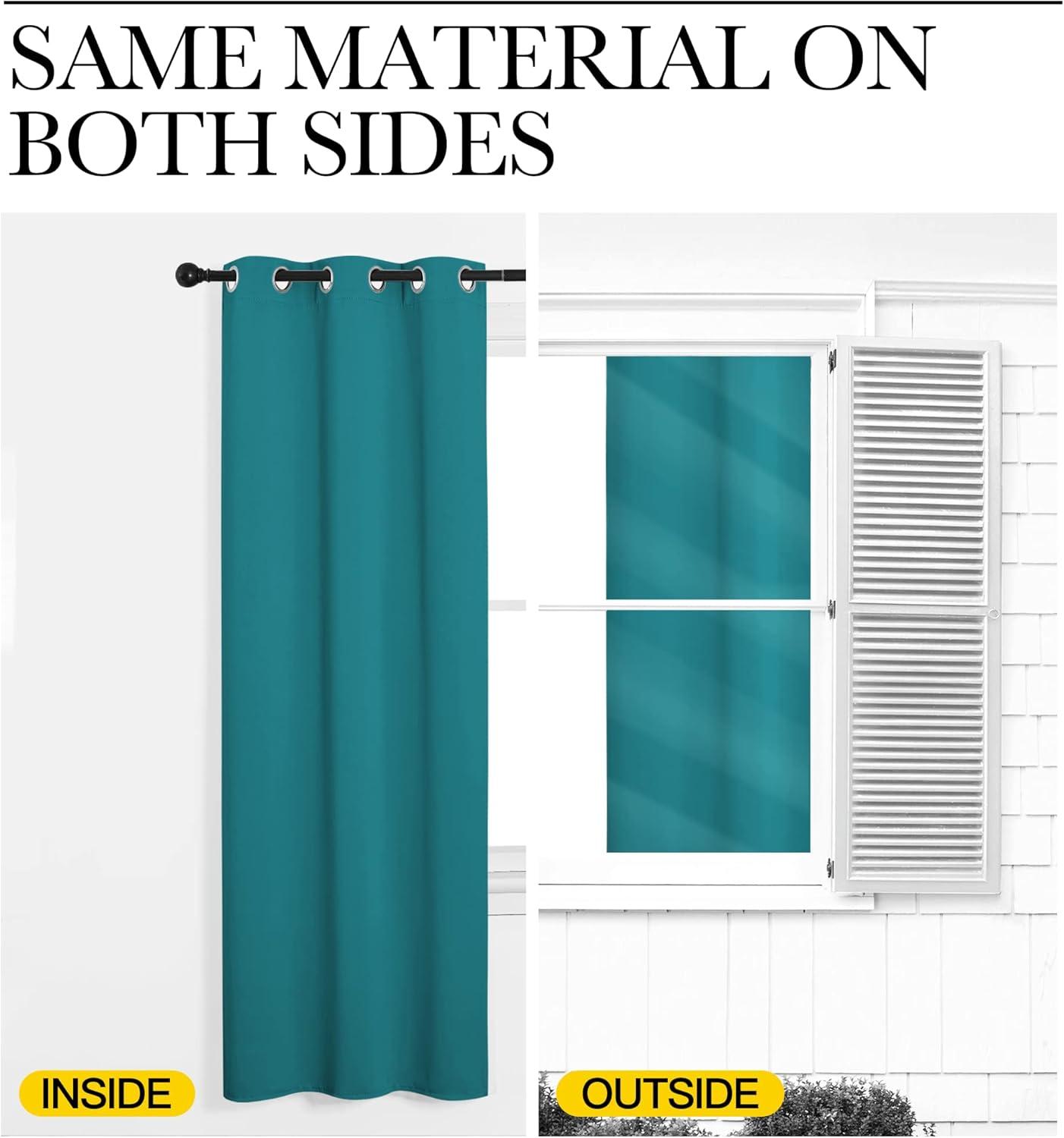 imageNICETOWN Blackout Curtain Blind for Bedroom Single Panel W34 x L63 inches Peacock Teal Thermal Insulated Grommet Blackout Room Darkening DrapeDrapery