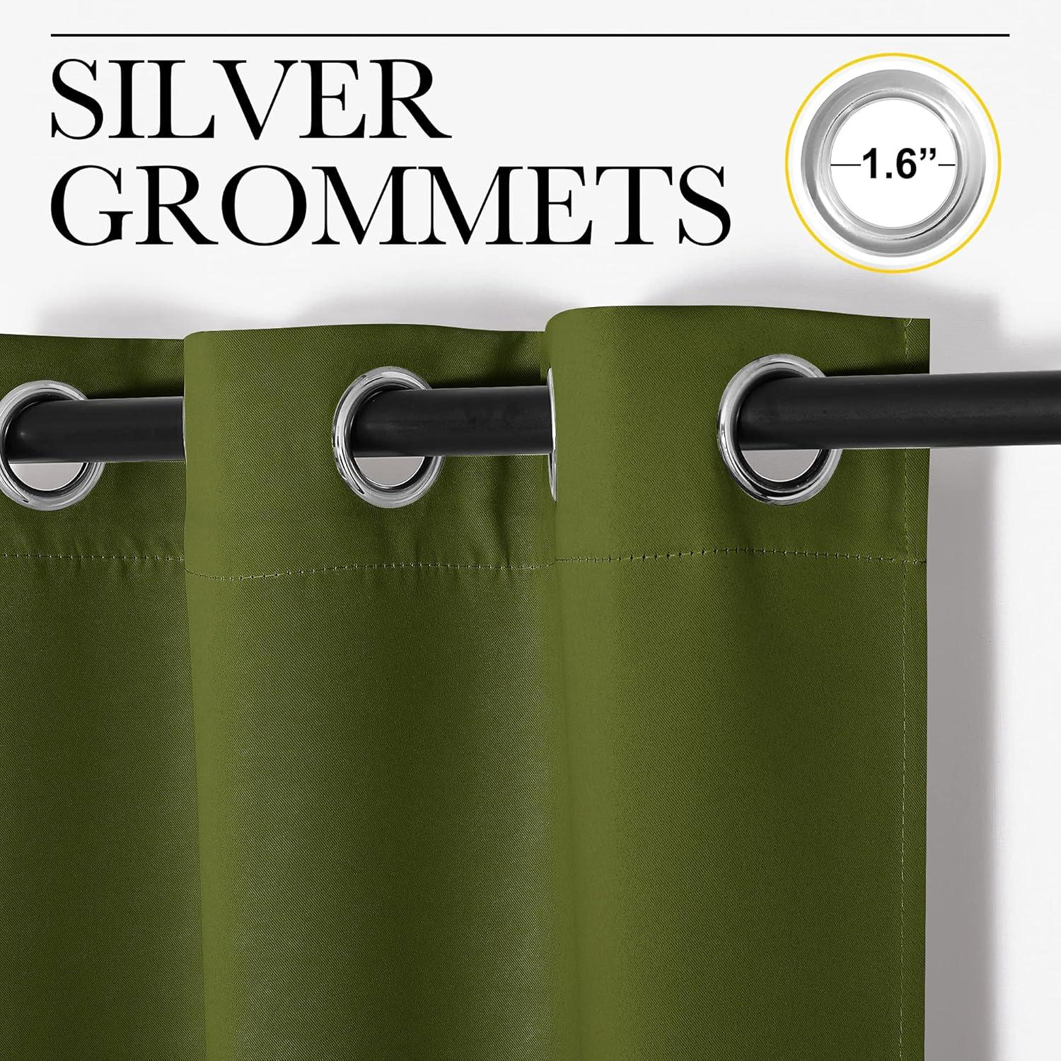 imageNICETOWN Blackout Curtain Blind for Bedroom Single Panel W34 x L72 inches Olive Green Thermal Insulated Grommet Blackout Room Darkening DrapeDrapery