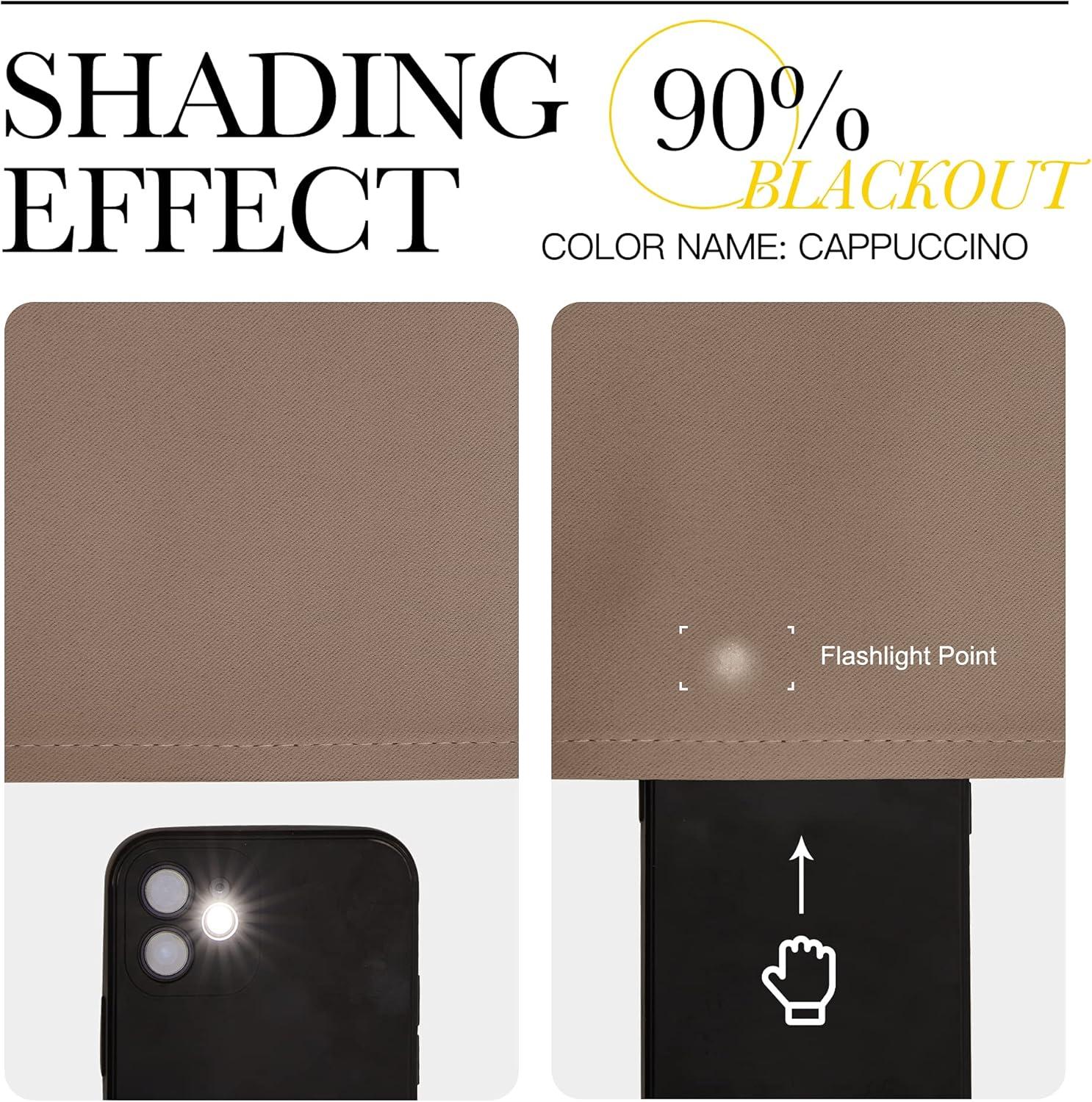 imageNICETOWN Blackout Curtain Blind for Bedroom Single Panel W42 x L45 inches Cappuccino Thermal Insulated Grommet Blackout Room Darkening DrapeDrapery