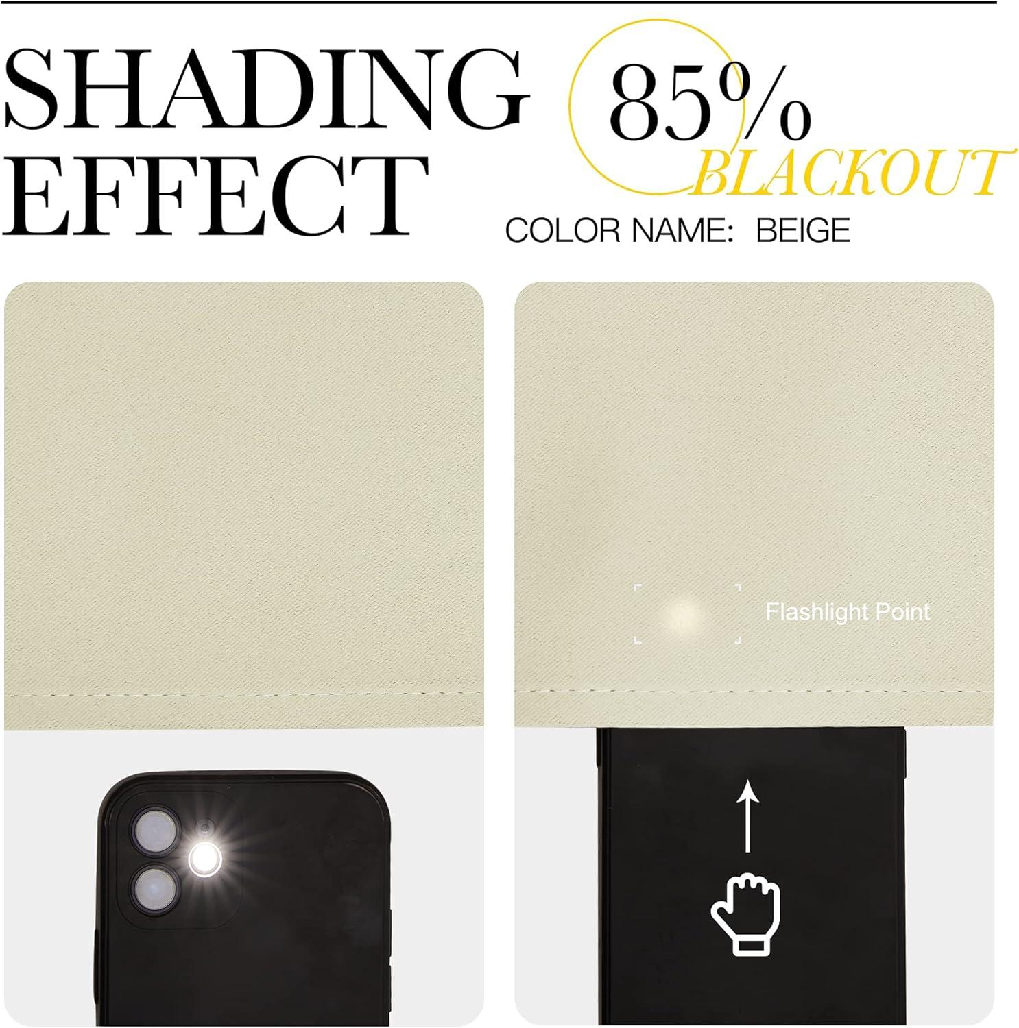 imageNICETOWN Blackout Curtain Blind for Bedroom Single Panel W42 x L54 inches Beige Thermal Insulated Grommet Blackout Room Darkening DrapeDrapery