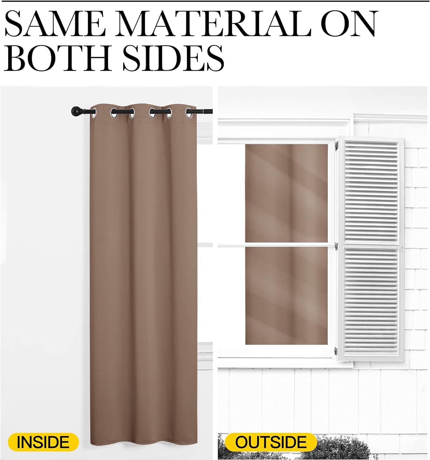imageNICETOWN Blackout Curtain Blind for Bedroom Single Panel W42 x L54 inches Cappuccino Thermal Insulated Grommet Blackout Room Darkening DrapeDrapery