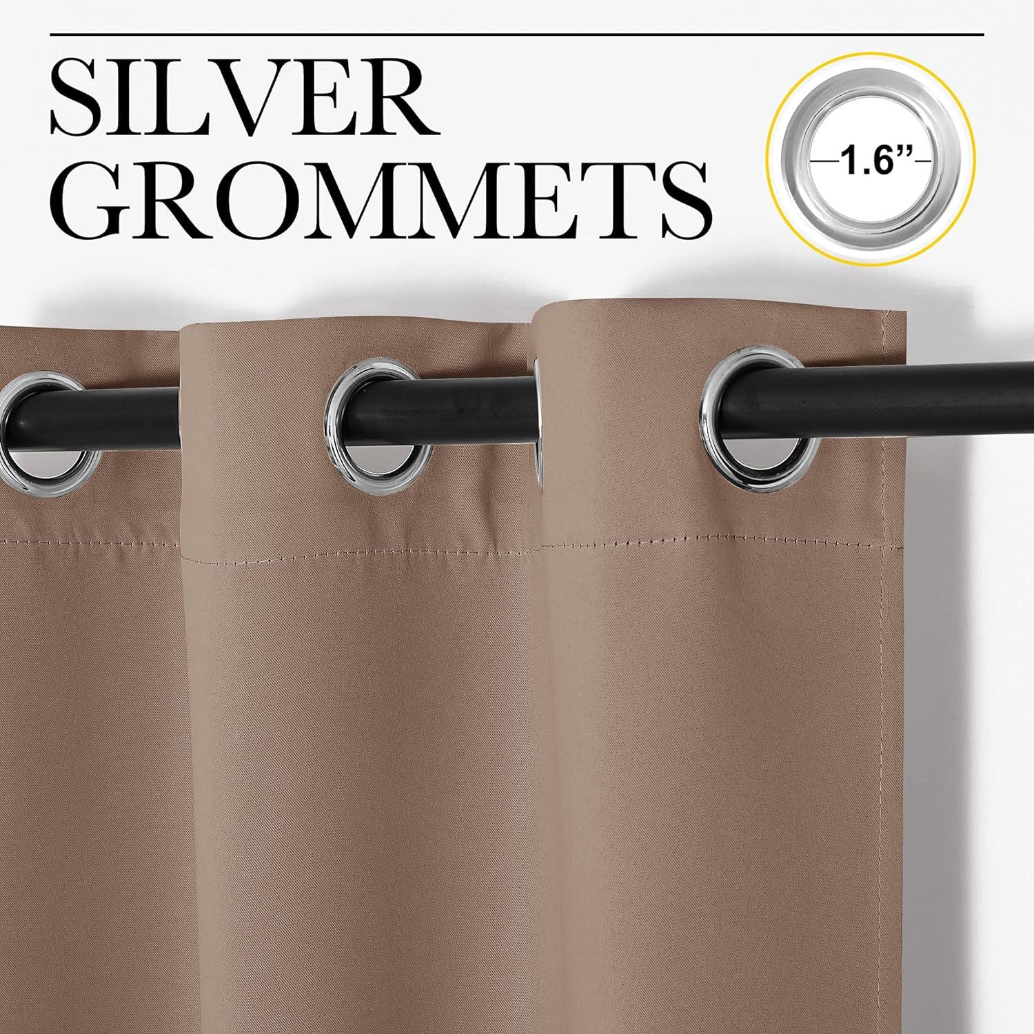 imageNICETOWN Blackout Curtain Blind for Bedroom Single Panel W42 x L54 inches Cappuccino Thermal Insulated Grommet Blackout Room Darkening DrapeDrapery