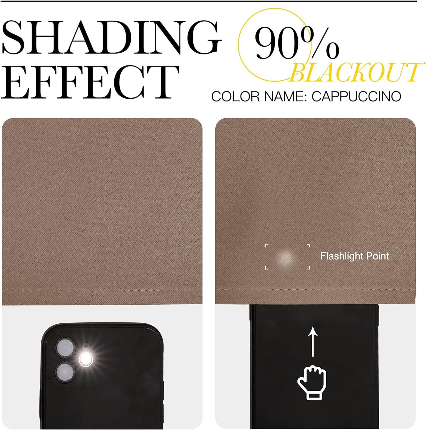 imageNICETOWN Blackout Curtain Blind for Bedroom Single Panel W42 x L54 inches Cappuccino Thermal Insulated Grommet Blackout Room Darkening DrapeDrapery