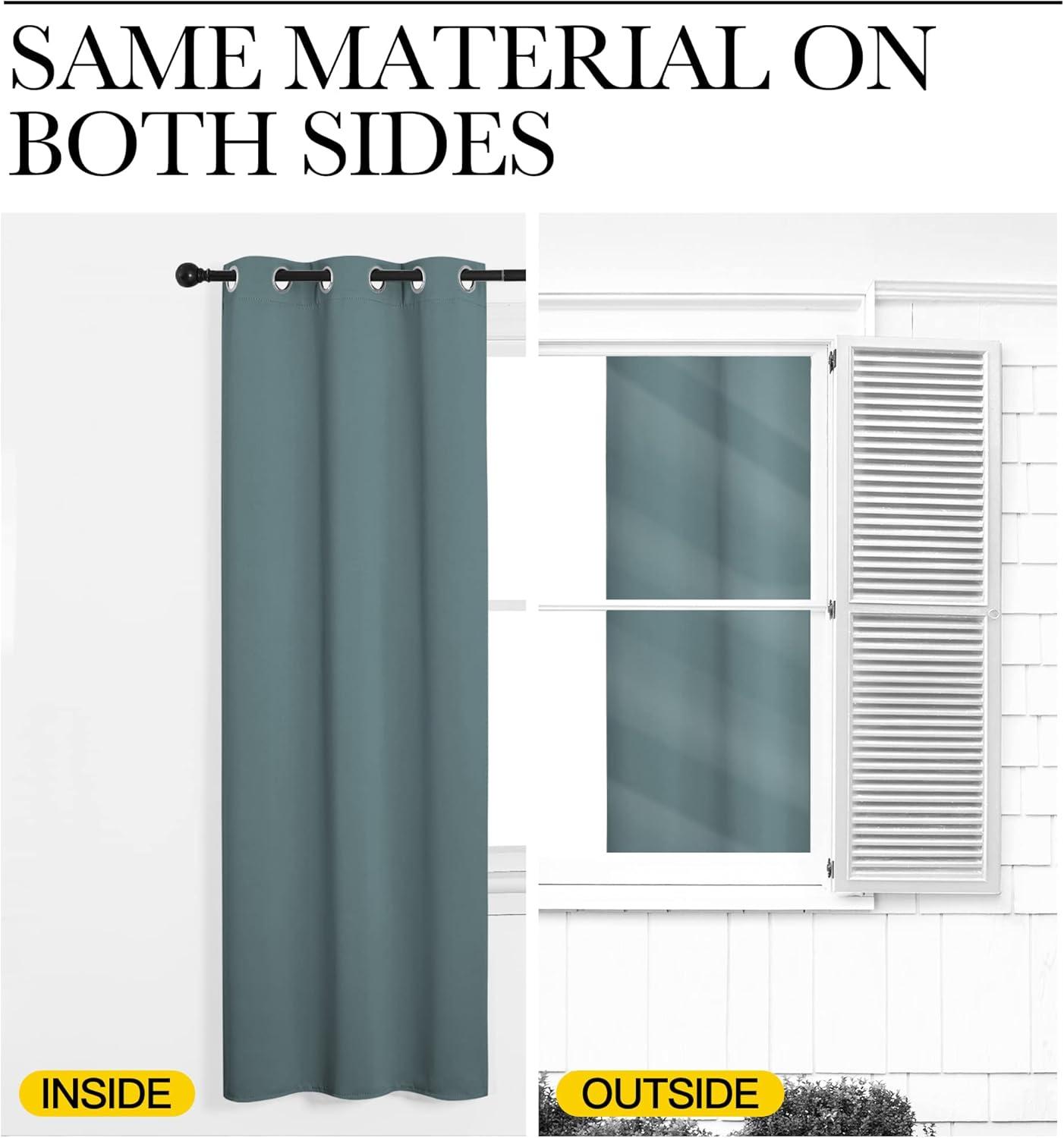 imageNICETOWN Blackout Greyish Blue Curtains ampamp Drapes for Living Room 1 Panel W55 x L78 Thermal Insulated Solid Grommet Sound Reducing Energy Saving Window Treatments for PorchHall