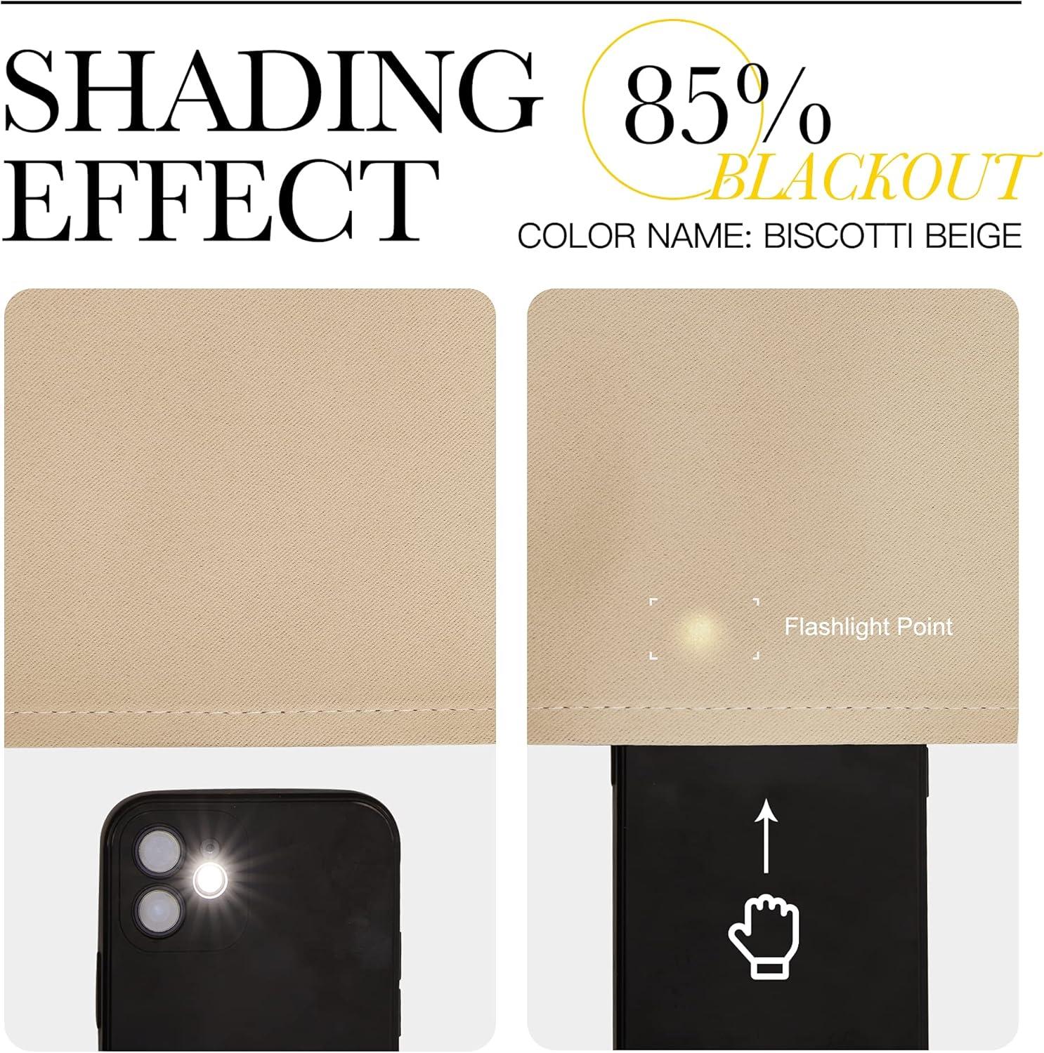 imageNICETOWN Doorway Curtains Room Darkening Curtain and Drape Energy Efficient Warmth Grommet Curtain for Office ampamp Classroom Biscotti Beige Sold Individually 42 inches Wide by 84 inches Long