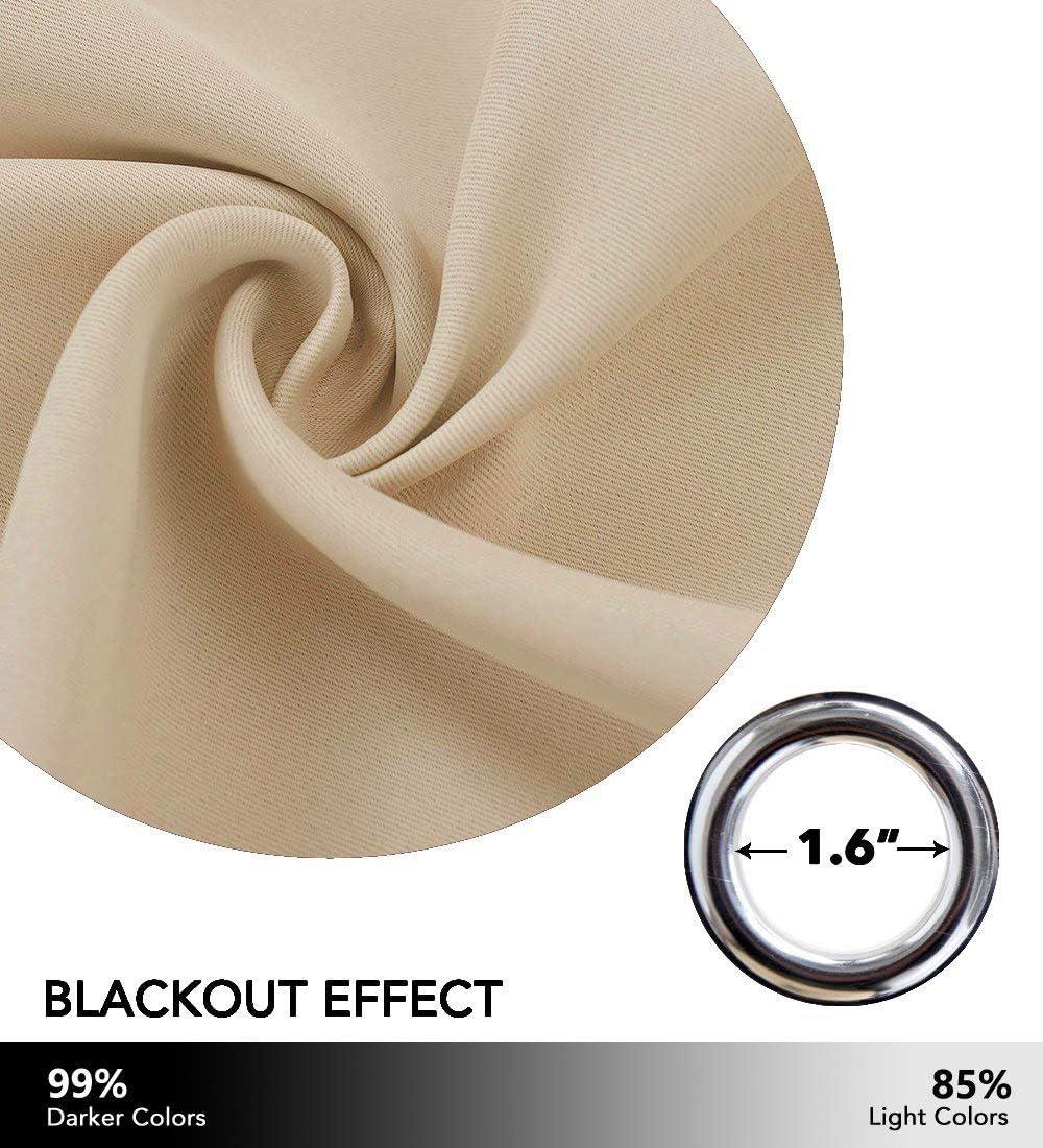 imageNICETOWN Doorway Curtains Room Darkening Curtain and Drape Energy Efficient Warmth Grommet Curtain for Office ampamp Classroom Biscotti Beige Sold Individually 42 inches Wide by 84 inches Long