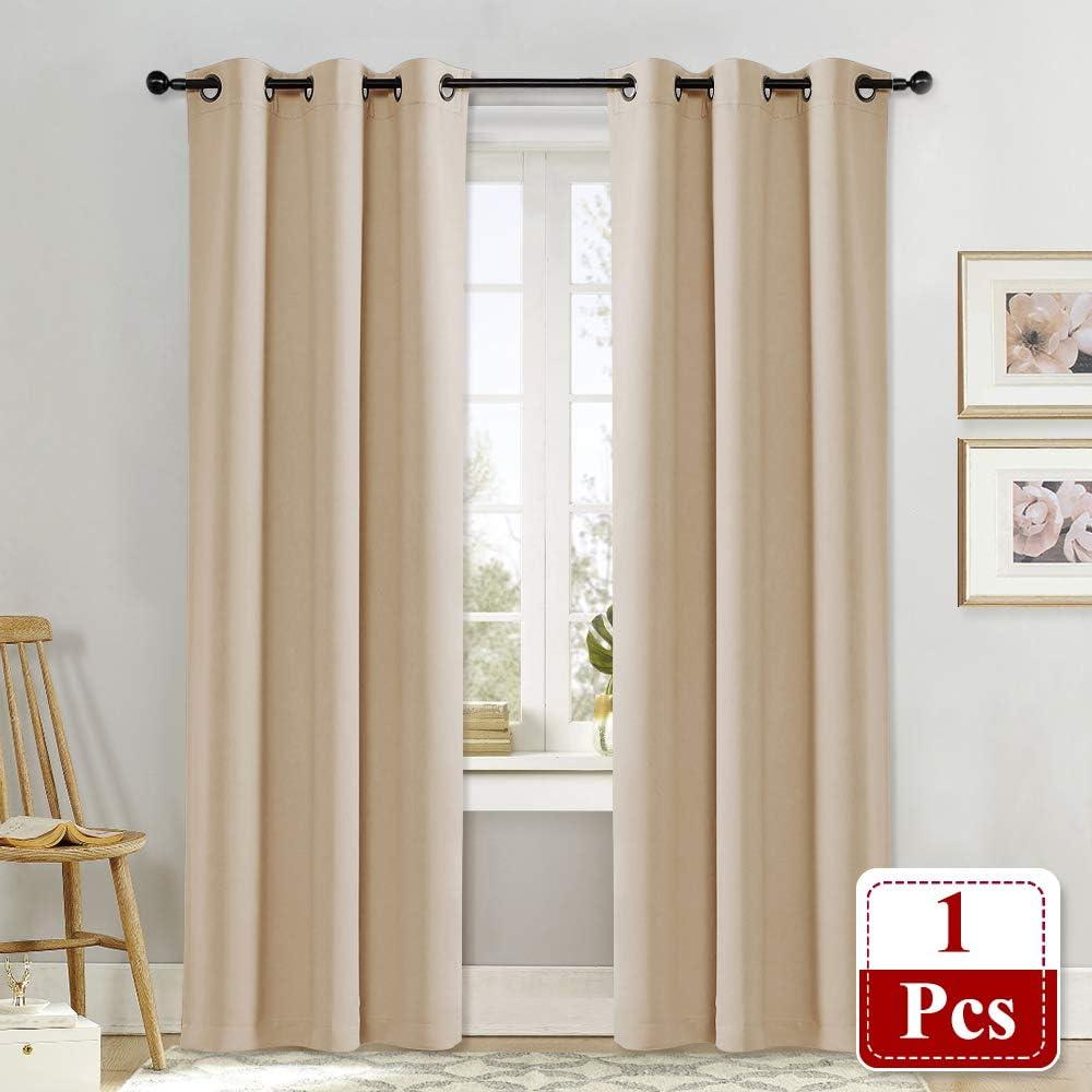 imageNICETOWN Doorway Curtains Room Darkening Curtain and Drape Energy Efficient Warmth Grommet Curtain for Office ampamp Classroom Biscotti Beige Sold Individually 42 inches Wide by 84 inches Long