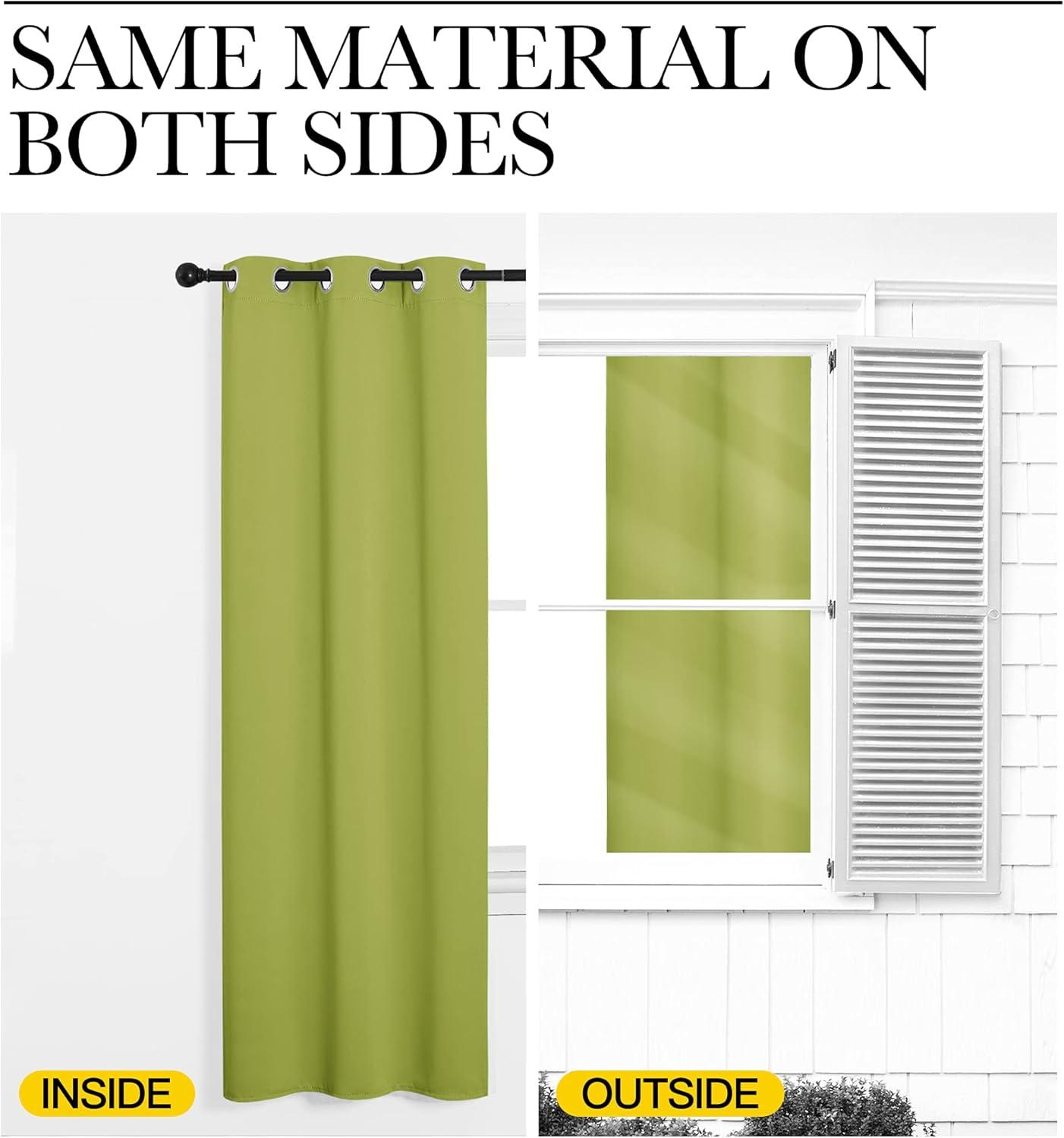 imageNICETOWN Kitchen Blackout Window Curtain Panel Fresh Green 1 Panel 55 by 96 inches Long Home Fashion Thermal Insulated Solid Grommet Room Darkening Drape for Apartment