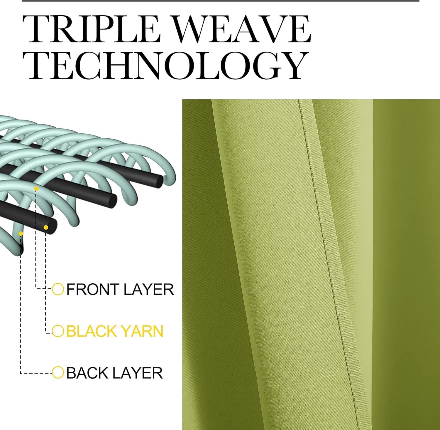 imageNICETOWN Kitchen Blackout Window Curtain Panel Fresh Green 1 Panel 55 by 96 inches Long Home Fashion Thermal Insulated Solid Grommet Room Darkening Drape for Apartment