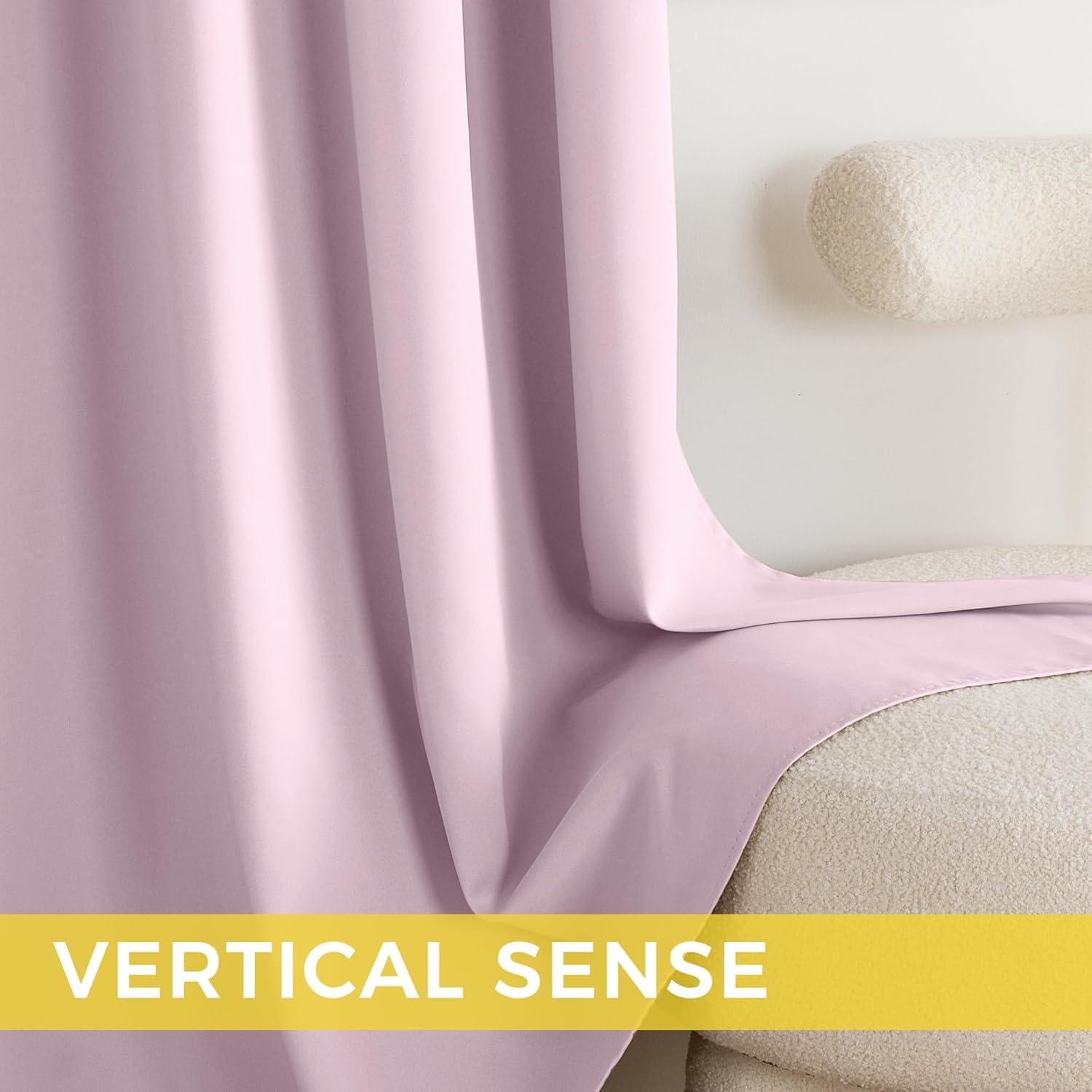 imageNICETOWN Navy Blue Blackout Panels 63 Inches Long  Grommet Thermal Insulated Shades for Living Room Yard Kids Room Laundry Pantry  1 Pair W52 x L63Baby Pink