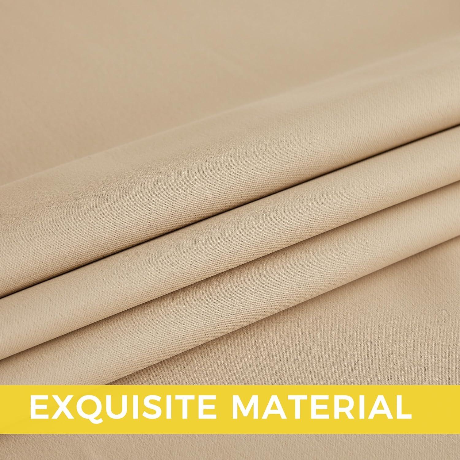 imageNICETOWN Navy Blue Blackout Panels 63 Inches Long  Grommet Thermal Insulated Shades for Living Room Yard Kids Room Laundry Pantry  1 Pair W52 x L63Biscotti Beige