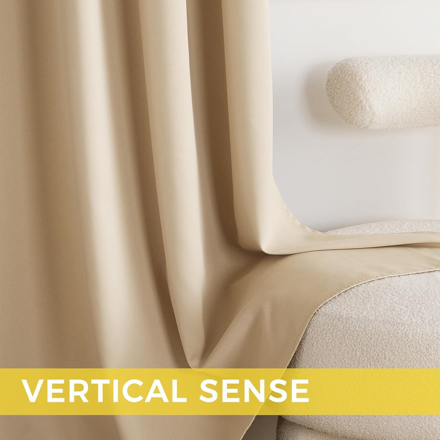 imageNICETOWN Navy Blue Blackout Panels 63 Inches Long  Grommet Thermal Insulated Shades for Living Room Yard Kids Room Laundry Pantry  1 Pair W52 x L63Biscotti Beige