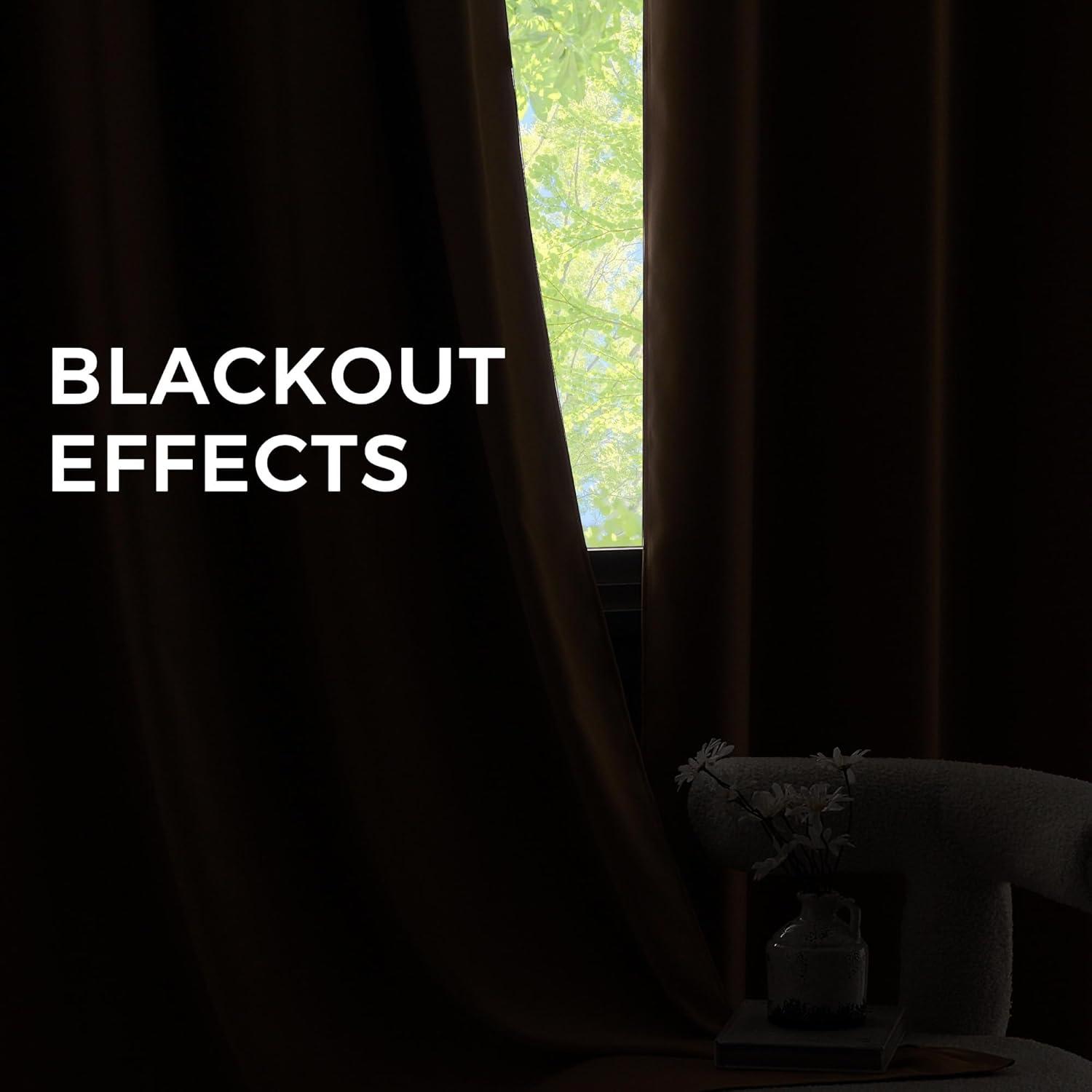 imageNICETOWN Navy Blue Blackout Panels 63 Inches Long  Grommet Thermal Insulated Shades for Living Room Yard Kids Room Laundry Pantry  1 Pair W52 x L63Biscotti Beige