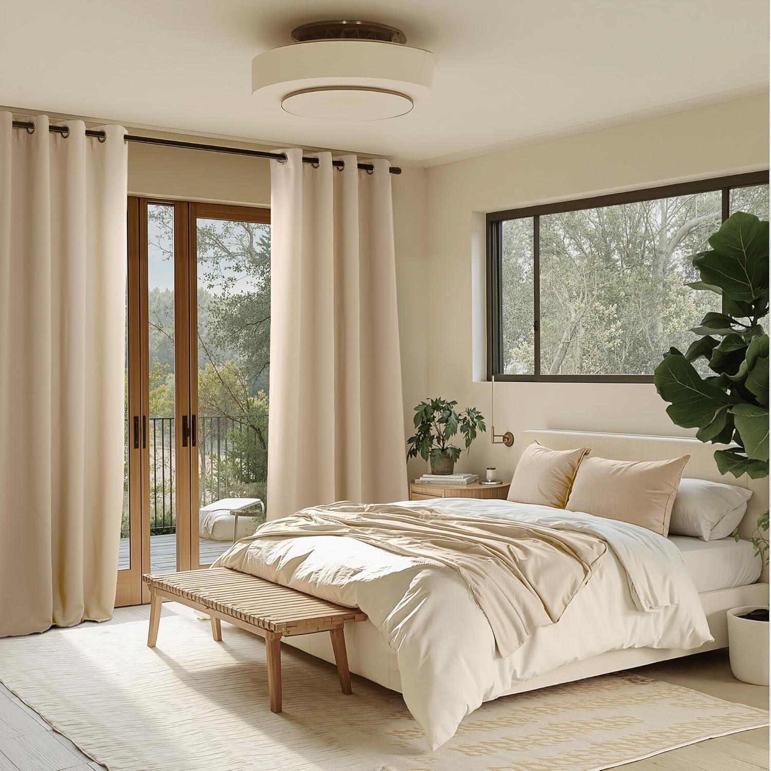 imageNICETOWN Navy Blue Blackout Panels 63 Inches Long  Grommet Thermal Insulated Shades for Living Room Yard Kids Room Laundry Pantry  1 Pair W52 x L63Biscotti Beige