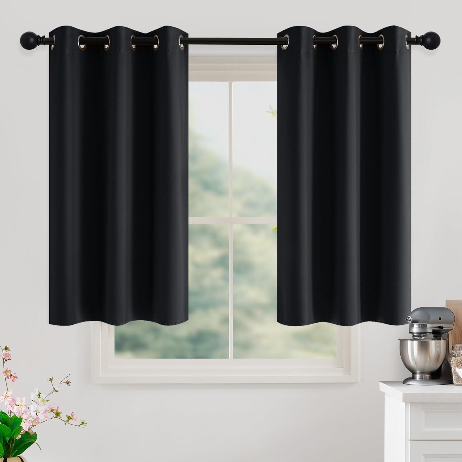 imageNICETOWN Navy Blue Blackout Panels 63 Inches Long  Grommet Thermal Insulated Shades for Living Room Yard Kids Room Laundry Pantry  1 Pair W52 x L63Black