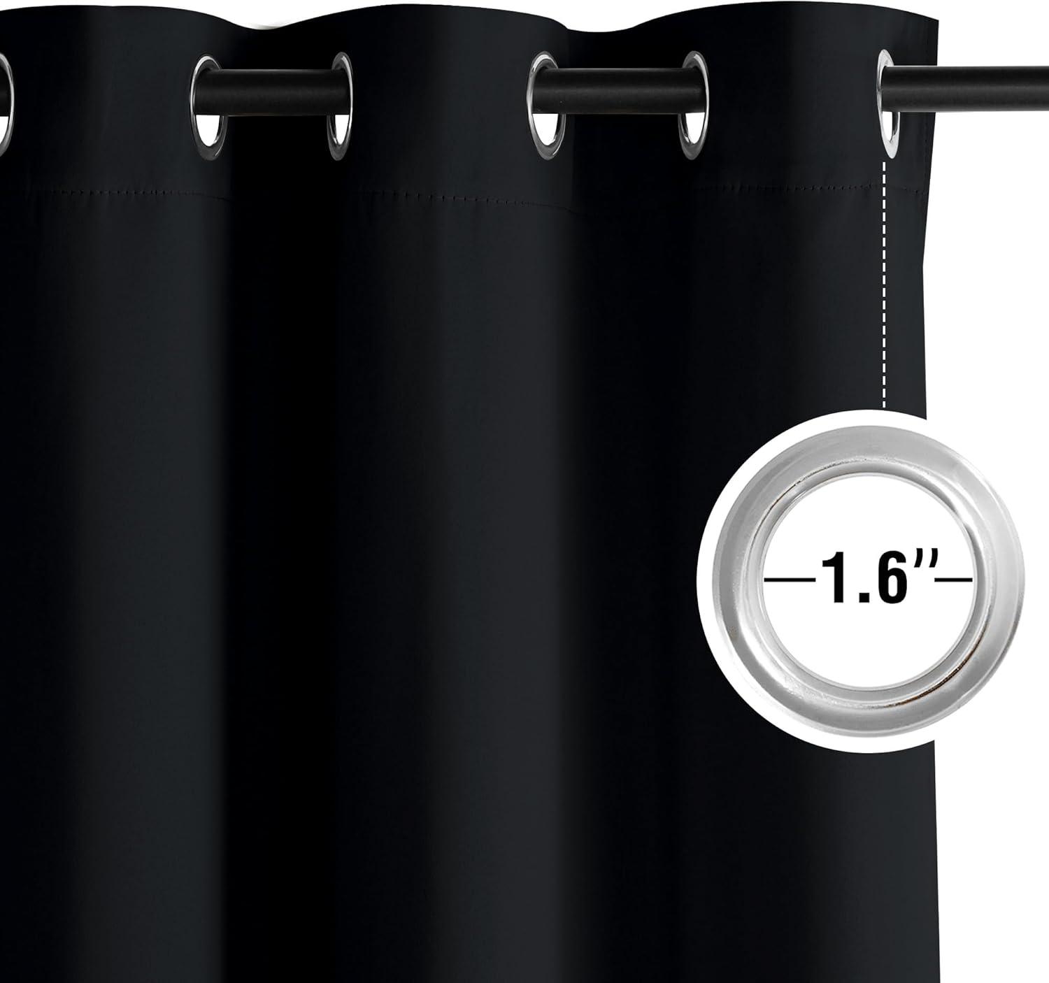 imageNICETOWN Navy Blue Blackout Panels 63 Inches Long  Grommet Thermal Insulated Shades for Living Room Yard Kids Room Laundry Pantry  1 Pair W52 x L63Black