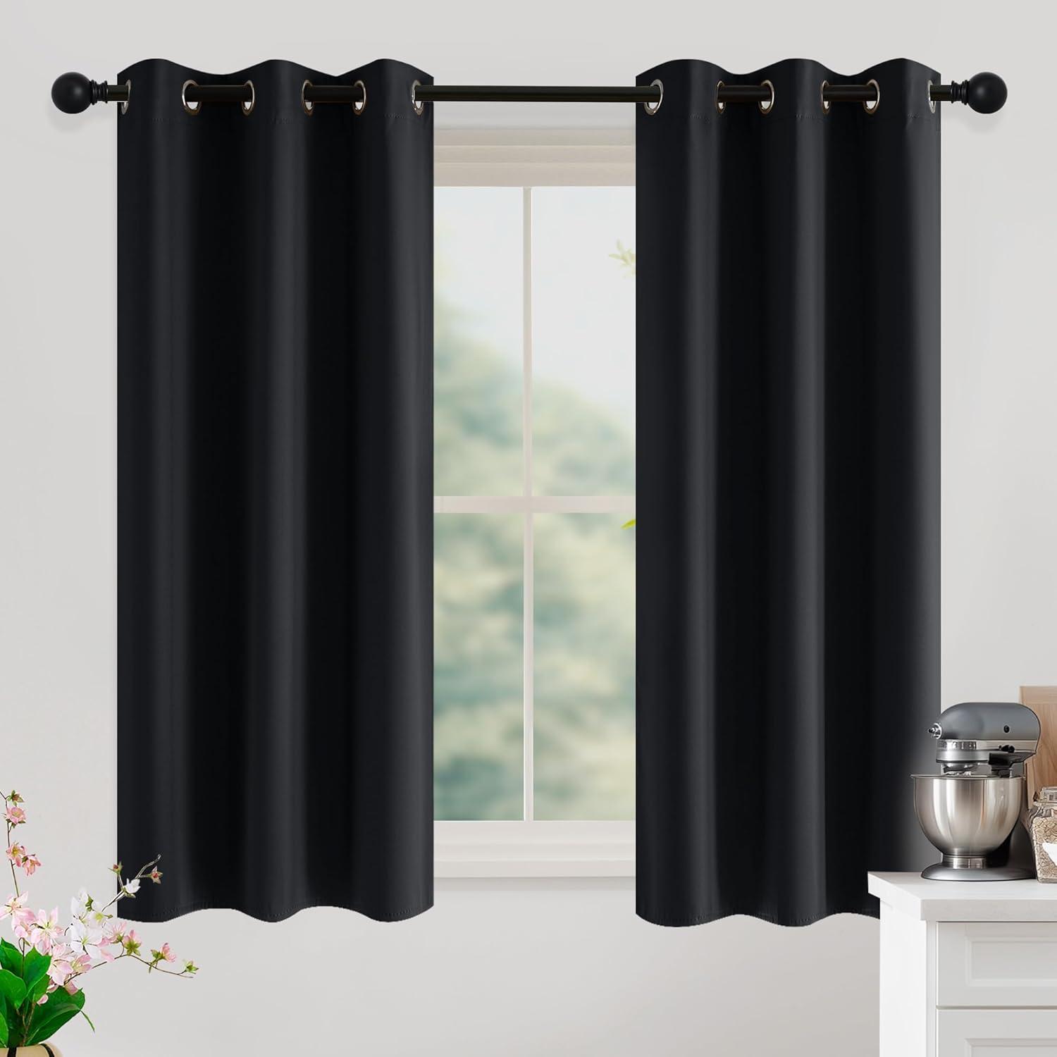 imageNICETOWN Navy Blue Blackout Panels 63 Inches Long  Grommet Thermal Insulated Shades for Living Room Yard Kids Room Laundry Pantry  1 Pair W52 x L63Black